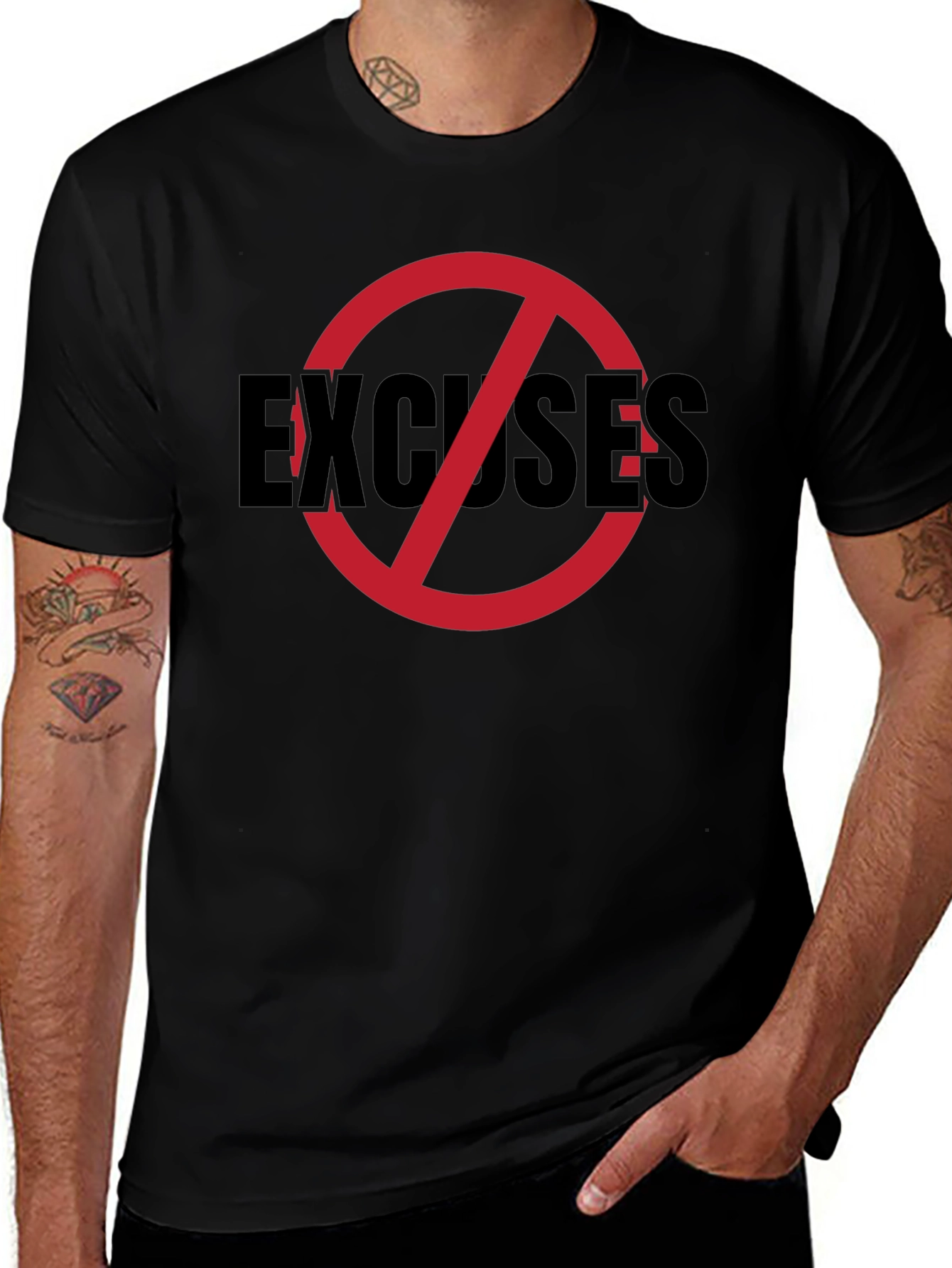 No Excuses Graphic Tee - Mens Black T-Shirt