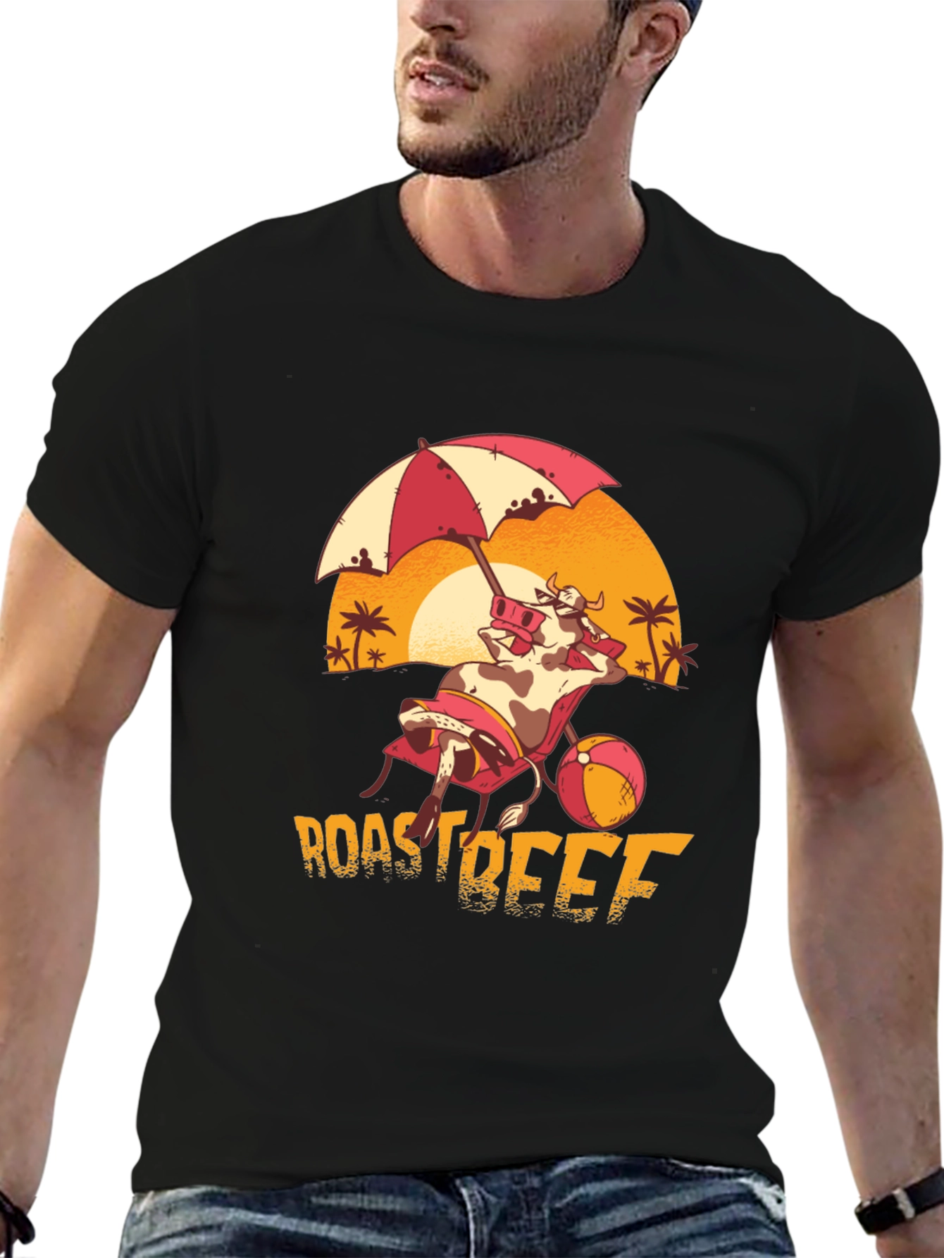 Roast Beef Beach Cow T-Shirt - Funny Summer Tee