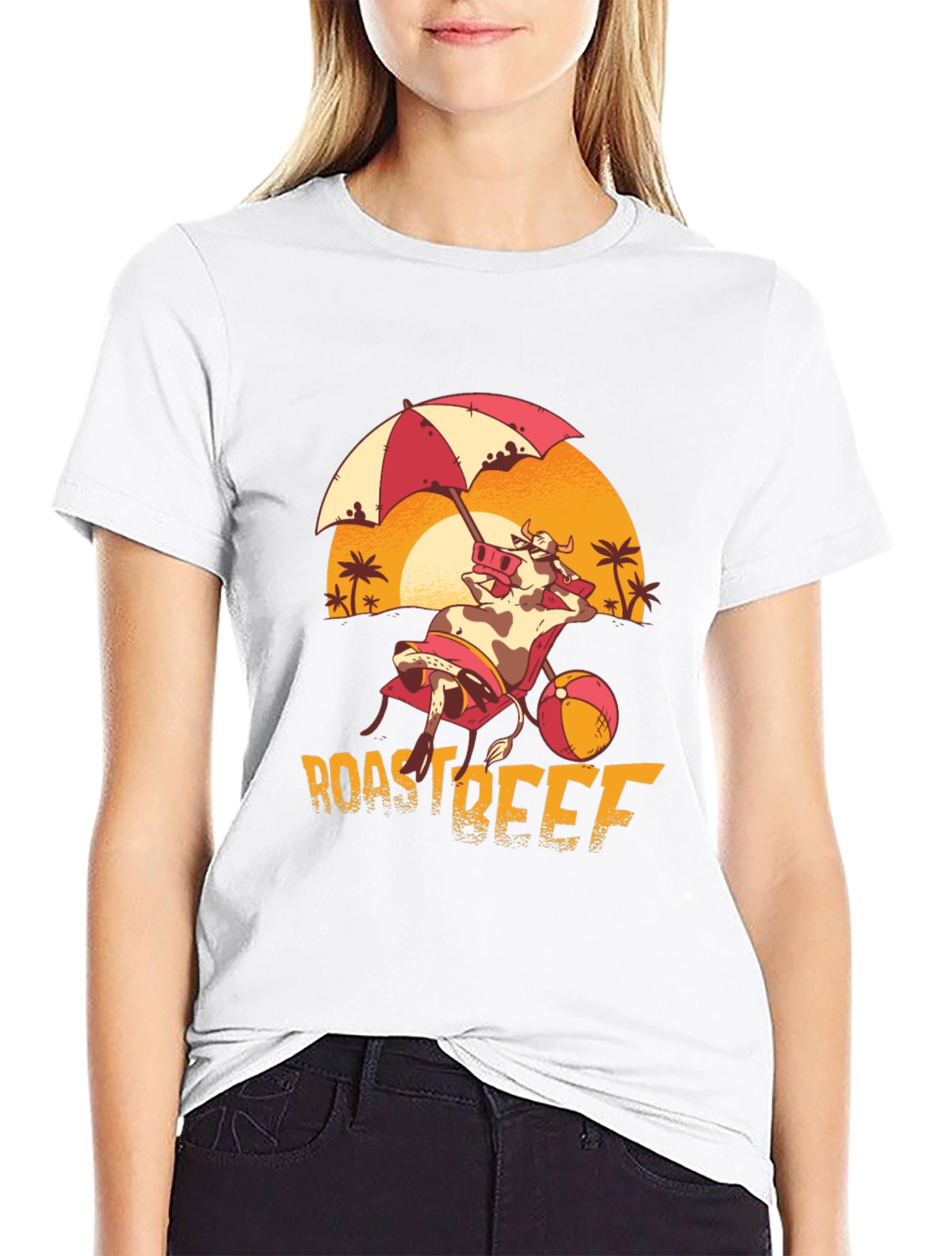 Roast Beef Beach Cow T-Shirt - Funny Summer Tee