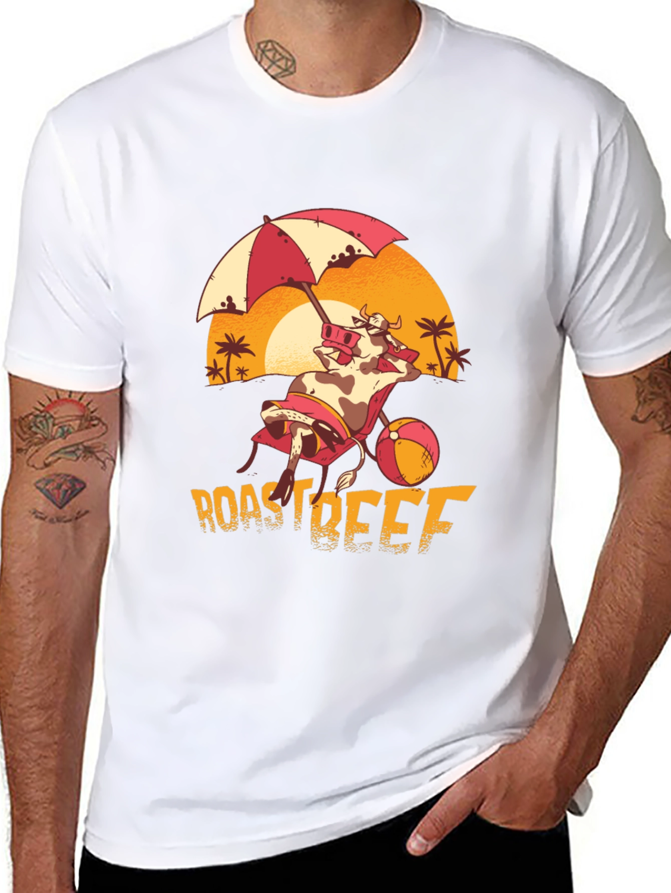 Roast Beef Beach Cow T-Shirt - Funny Summer Tee