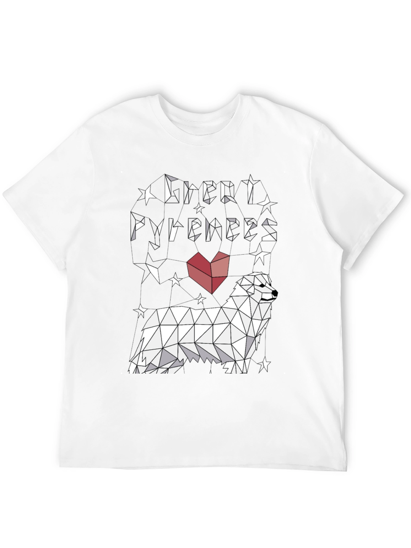 Great Pyrenees Geometric Art Black T-Shirt