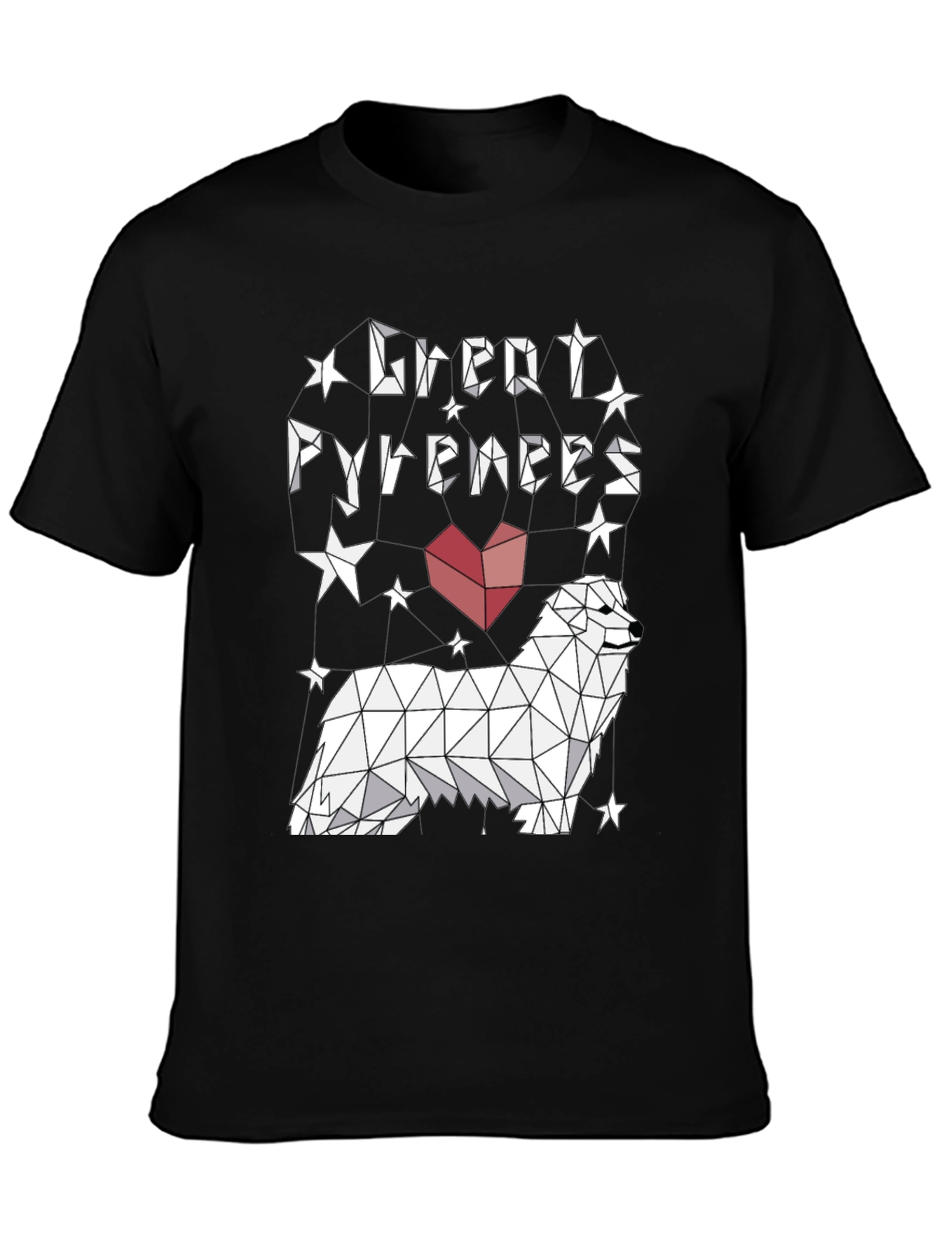 Great Pyrenees Geometric Art Black T-Shirt
