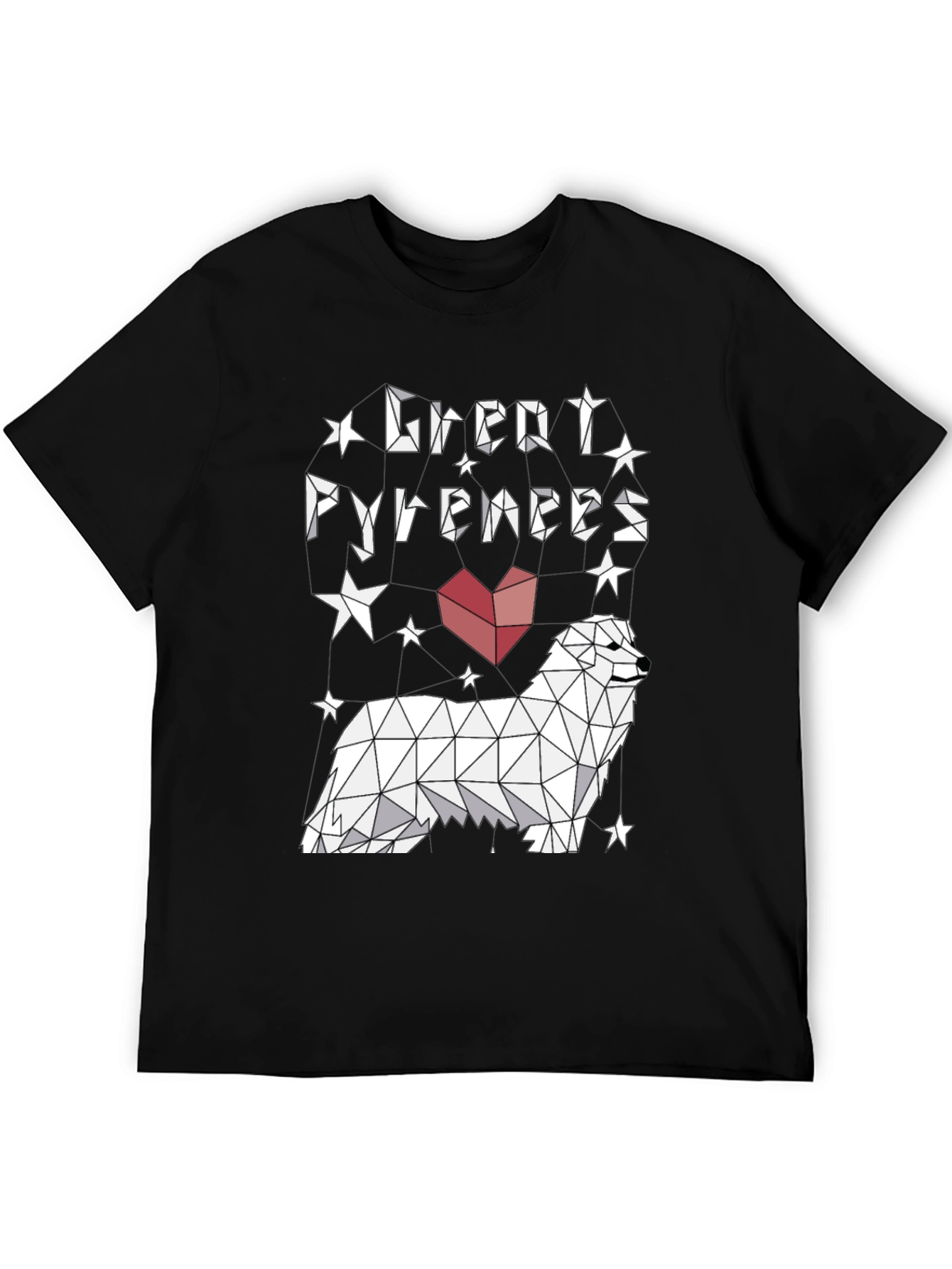 Great Pyrenees Geometric Art Black T-Shirt