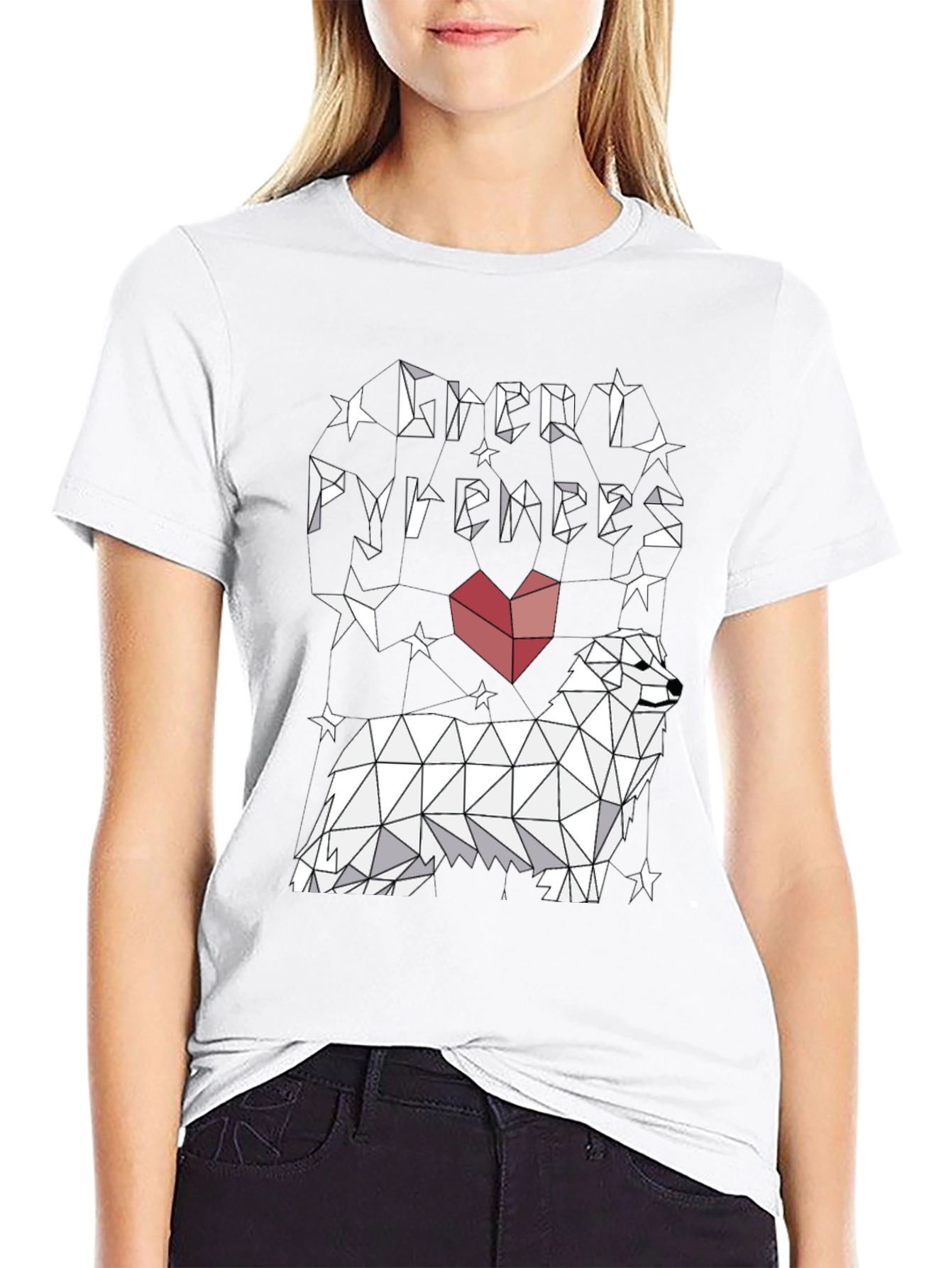 Great Pyrenees Geometric Art Black T-Shirt
