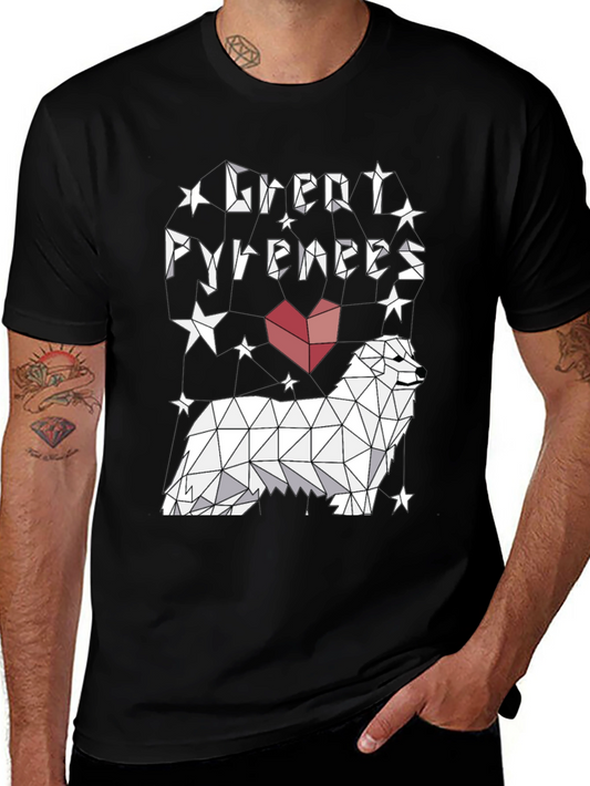Great Pyrenees Geometric Art Black T-Shirt