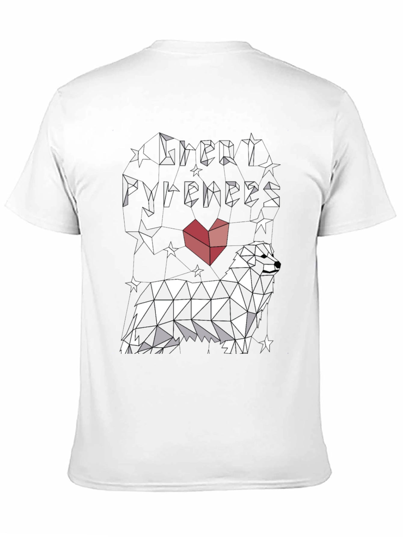 Great Pyrenees Geometric Art Black T-Shirt