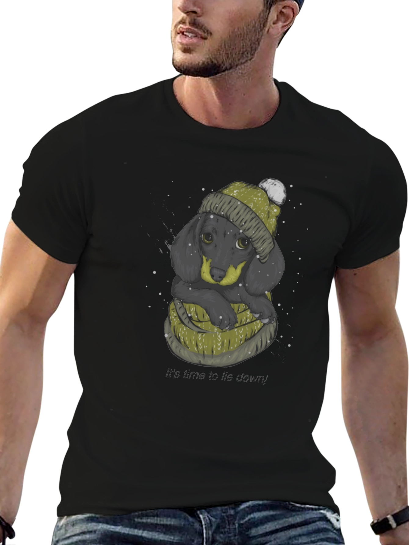Dachshund in Winter Hat Graphic T-Shirt
