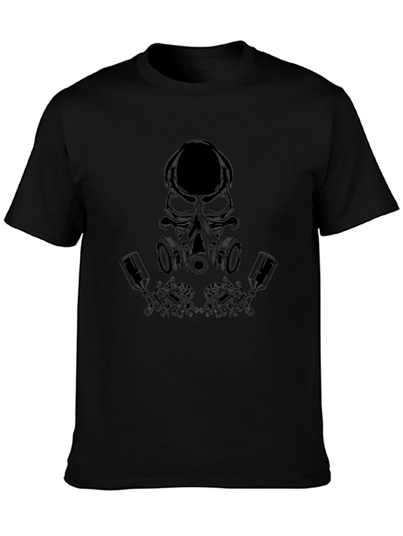 Skull Gas Mask Graphic Tee - Black