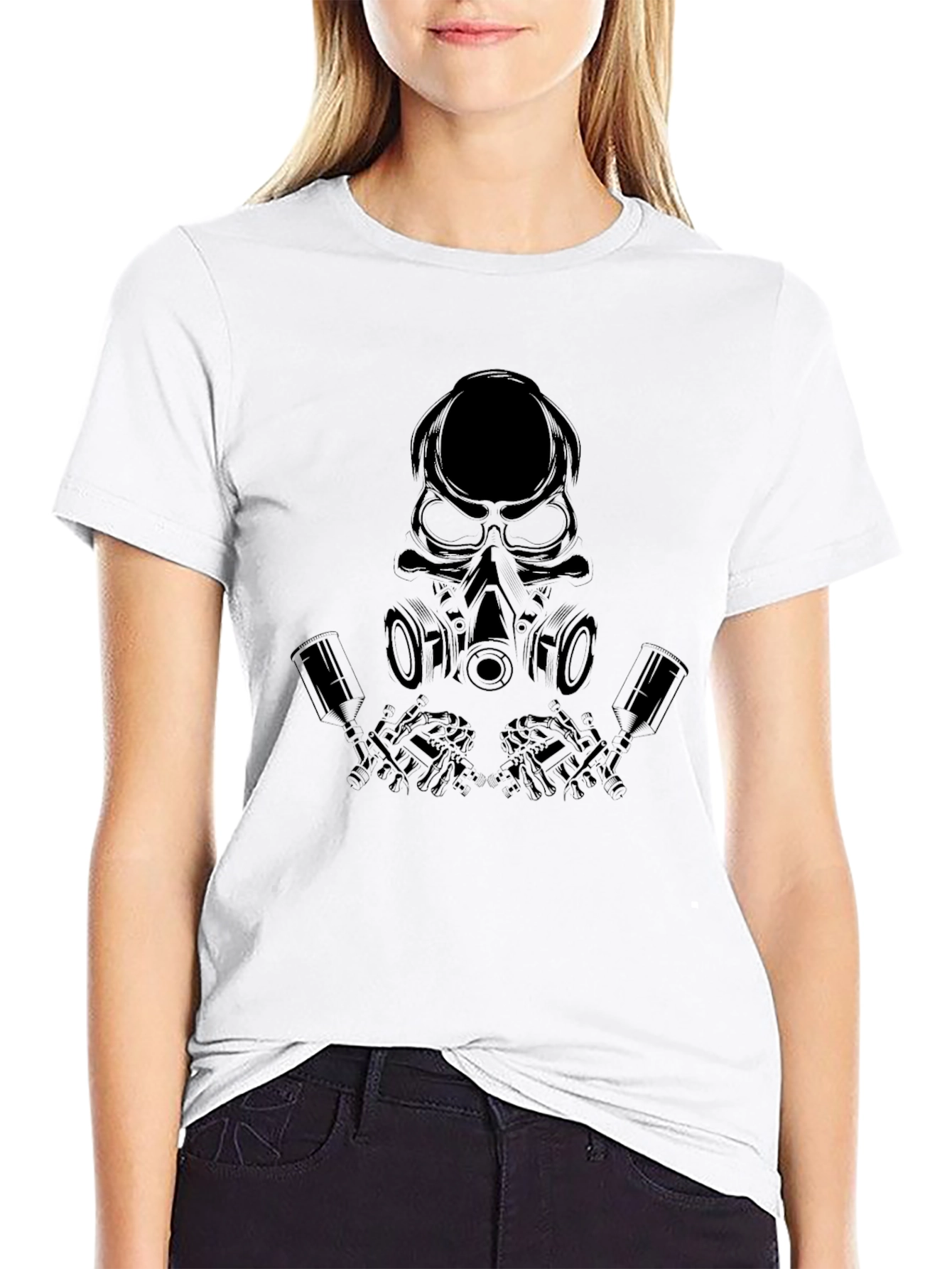 Skull Gas Mask Graphic Tee - Black