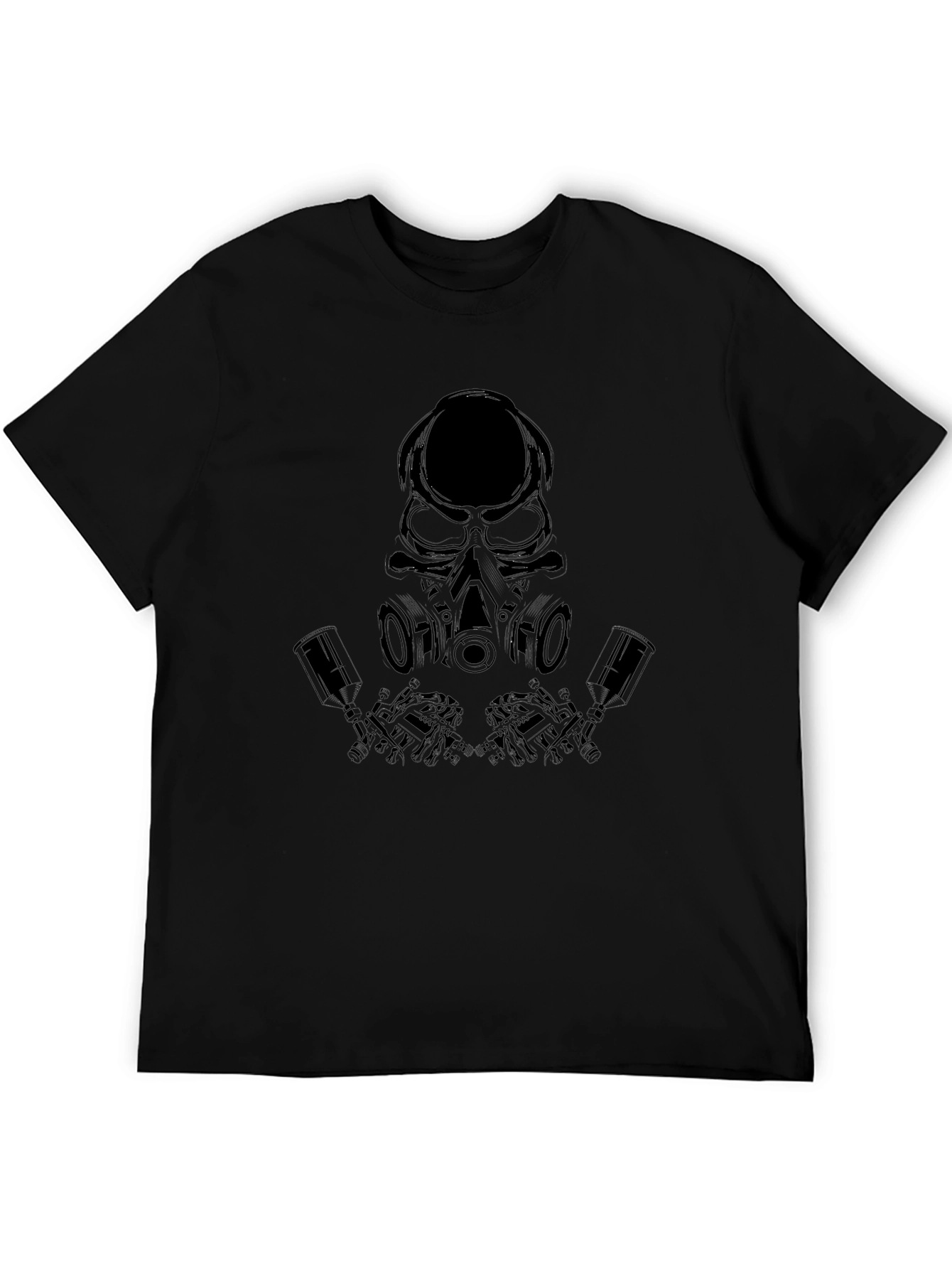 Skull Gas Mask Graphic Tee - Black