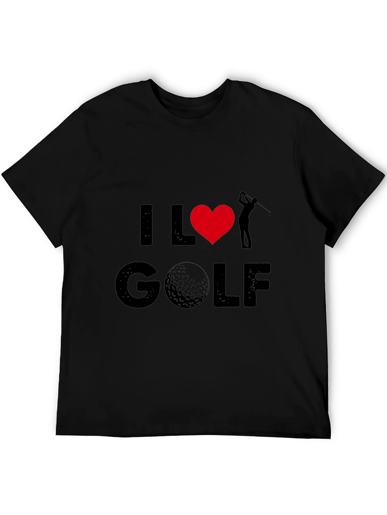 I Love Golf Graphic Tee - Black Cotton T-Shirt