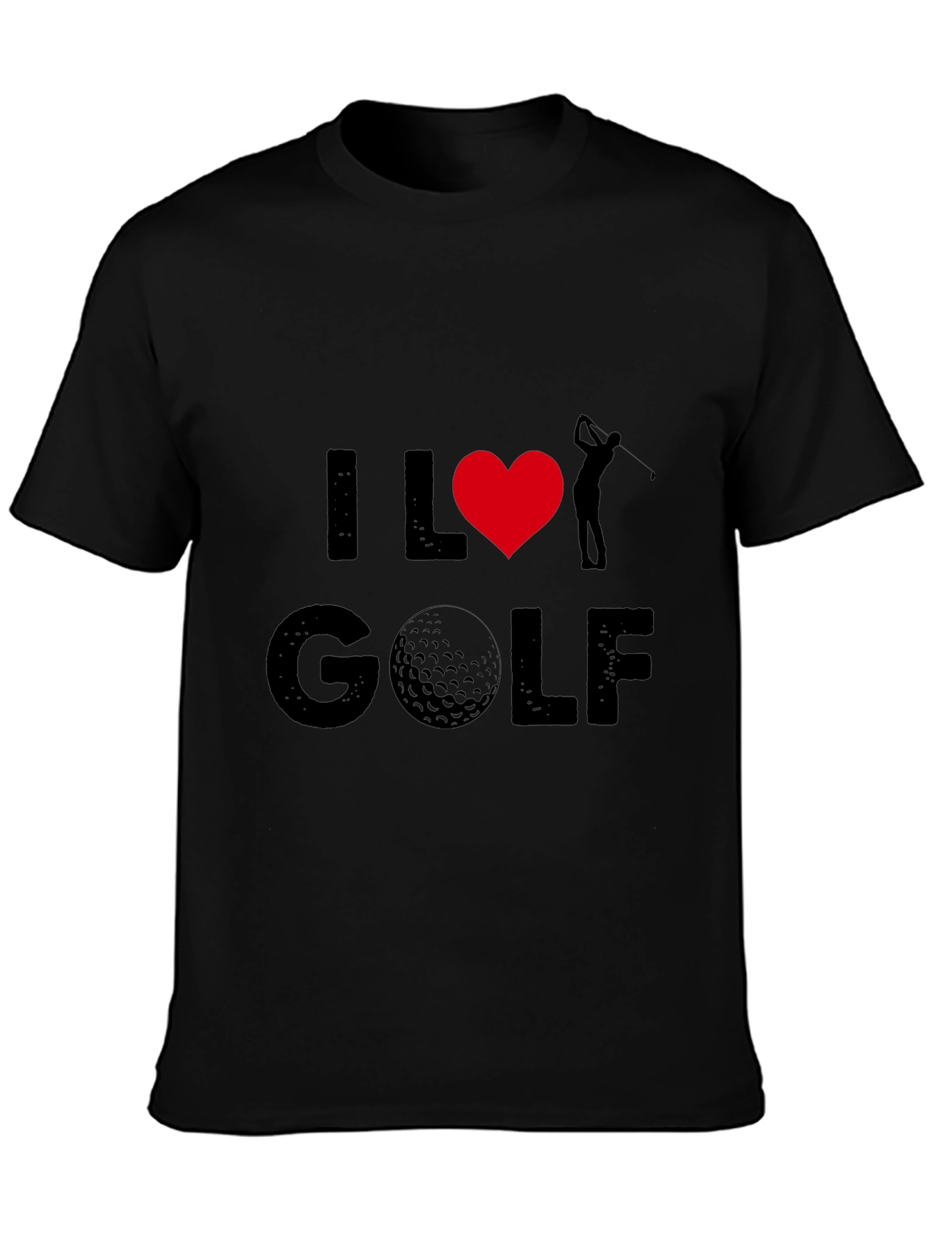 I Love Golf Graphic Tee - Black Cotton T-Shirt