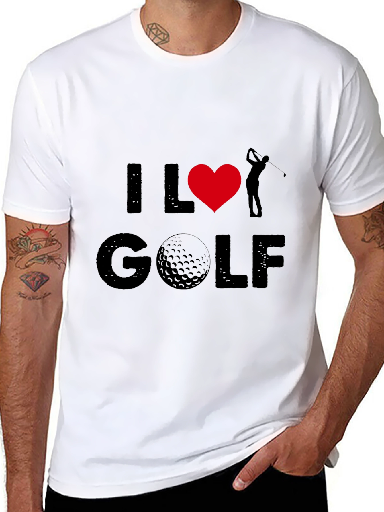 I Love Golf Graphic Tee - Black Cotton T-Shirt
