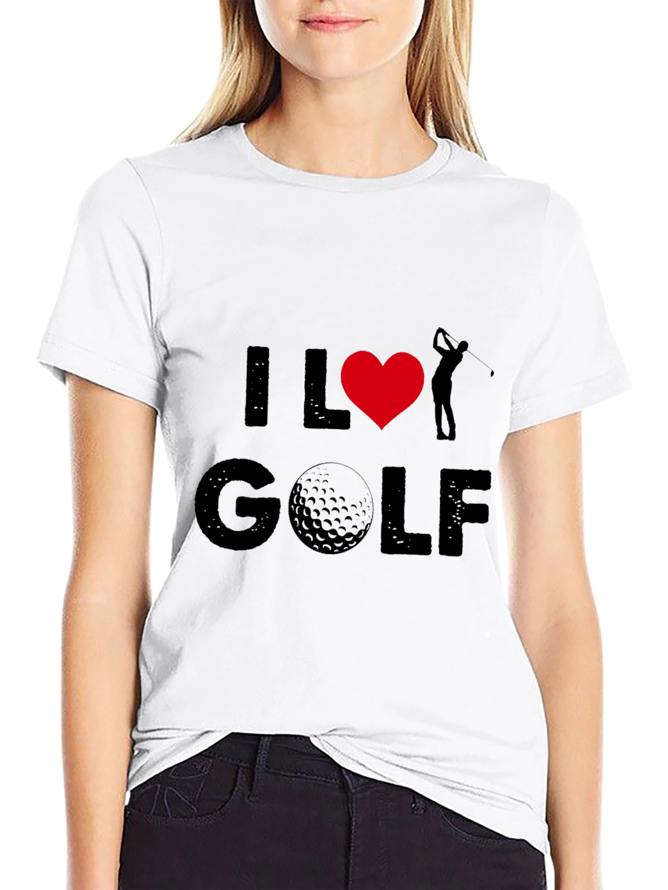 I Love Golf Graphic Tee - Black Cotton T-Shirt