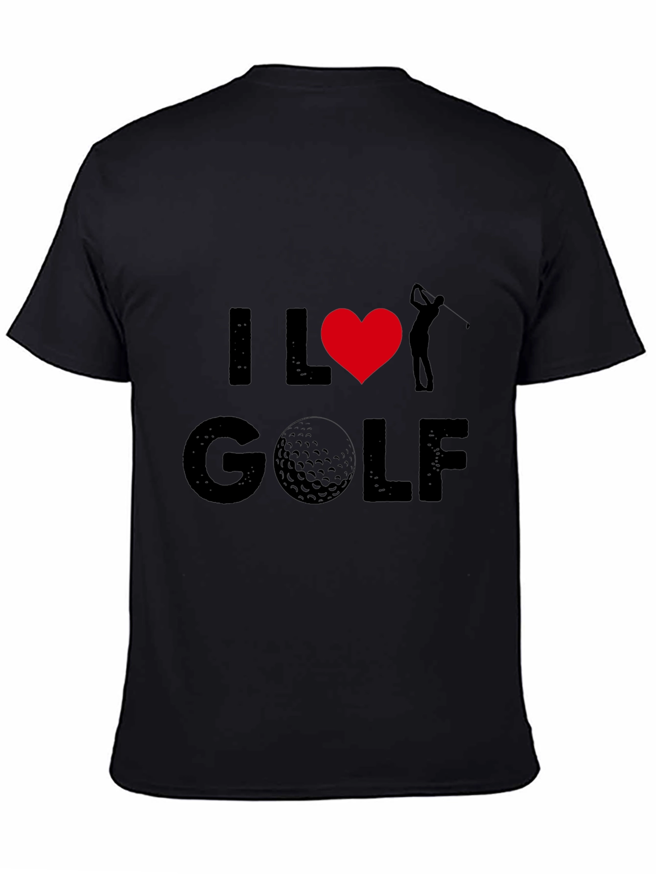 I Love Golf Graphic Tee - Black Cotton T-Shirt