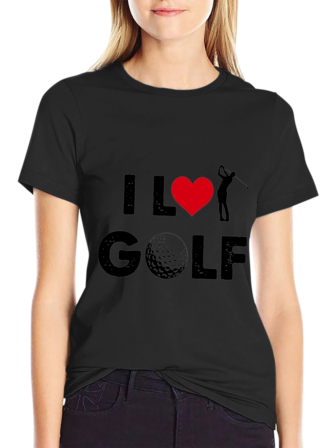I Love Golf Graphic Tee - Black Cotton T-Shirt