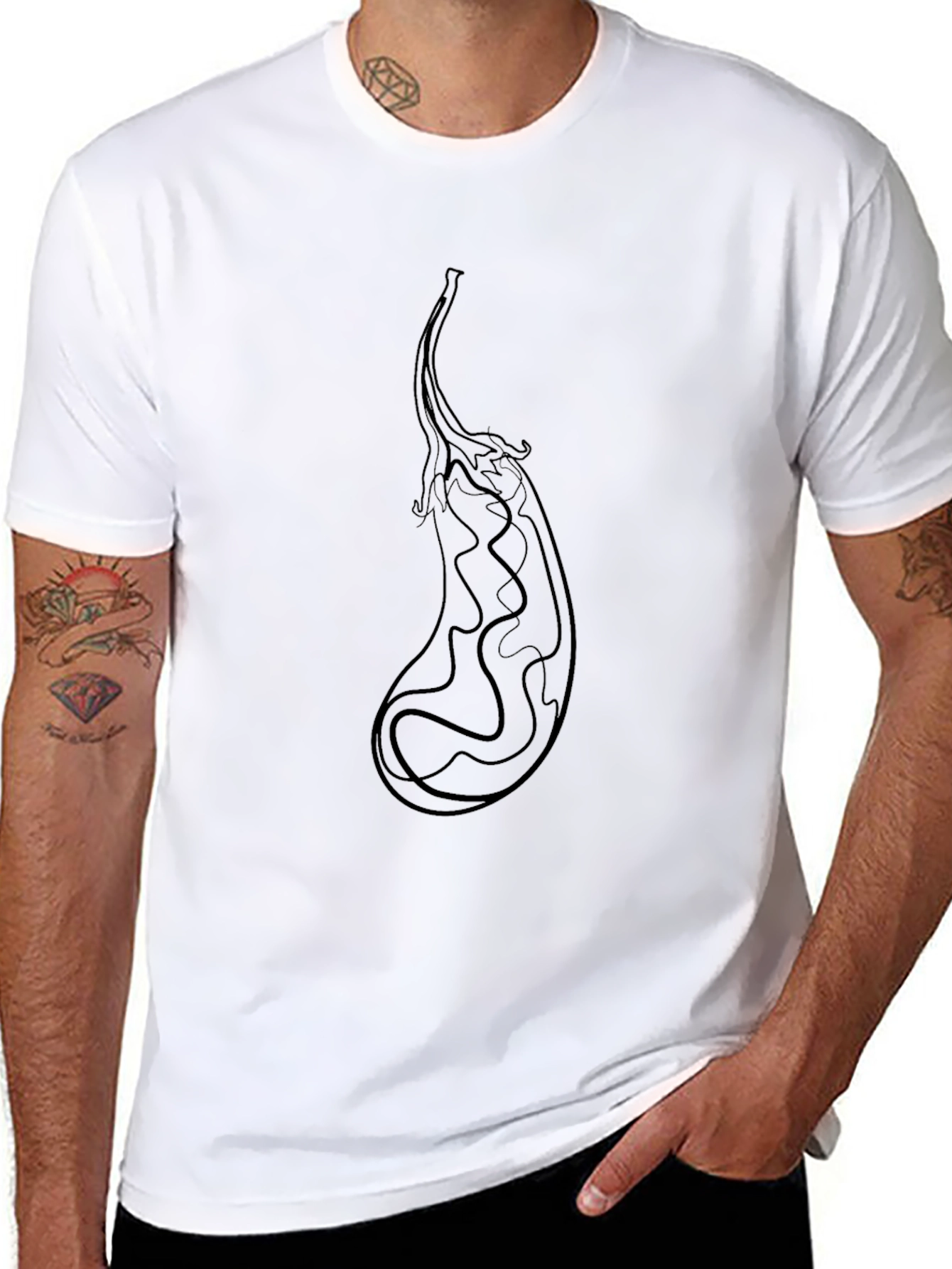 Mens Black Eggplant Graphic Tee