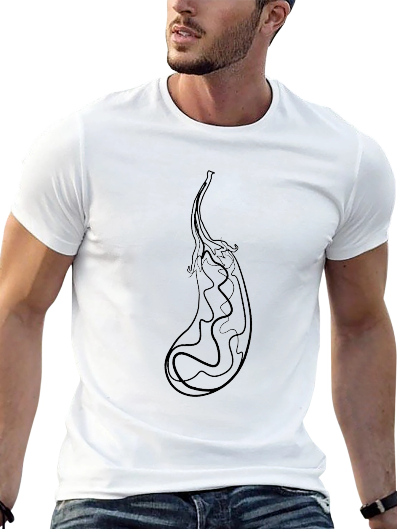 Mens Black Eggplant Graphic Tee