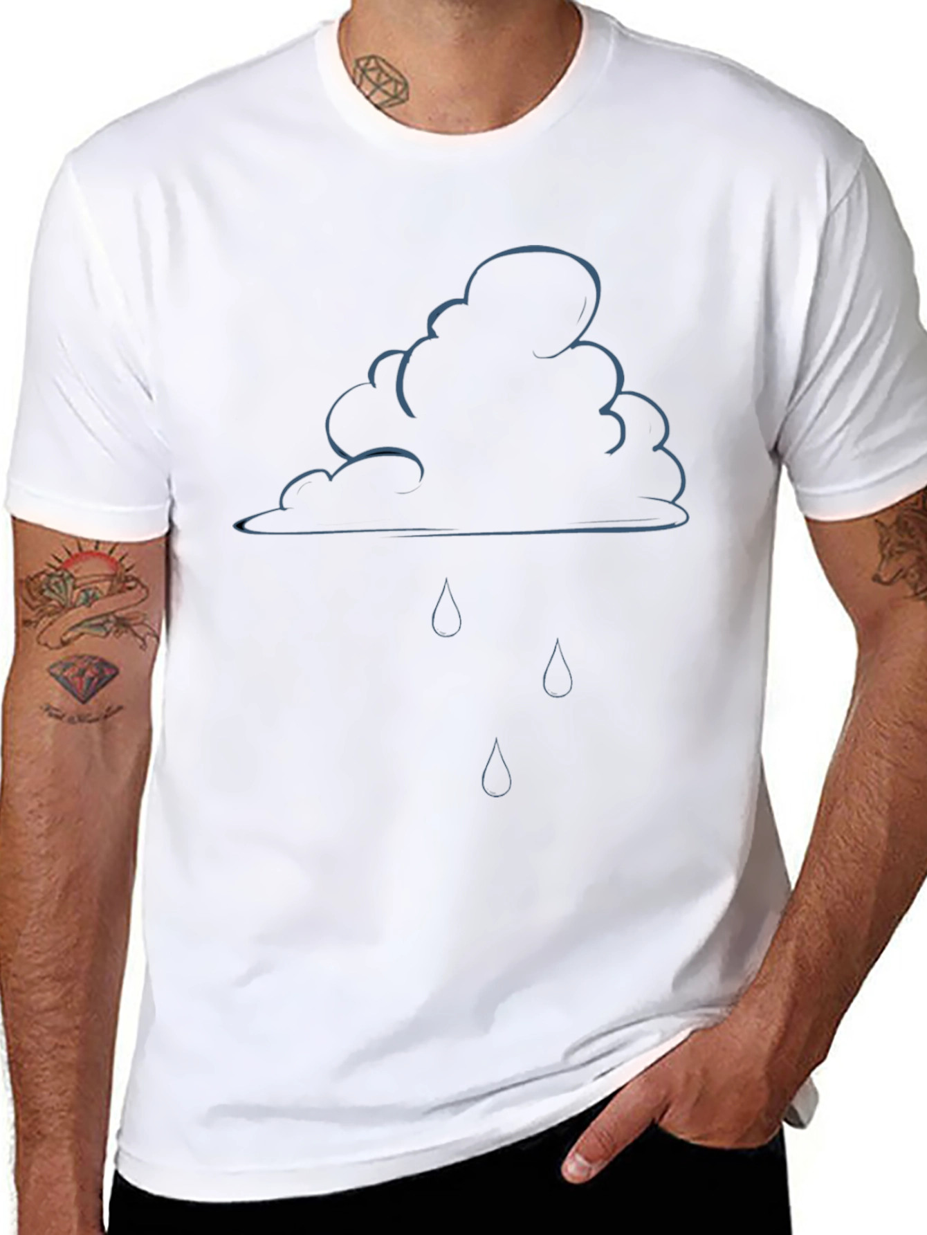 Rainy Day Cloud Graphic Tee - Stylish Comfort