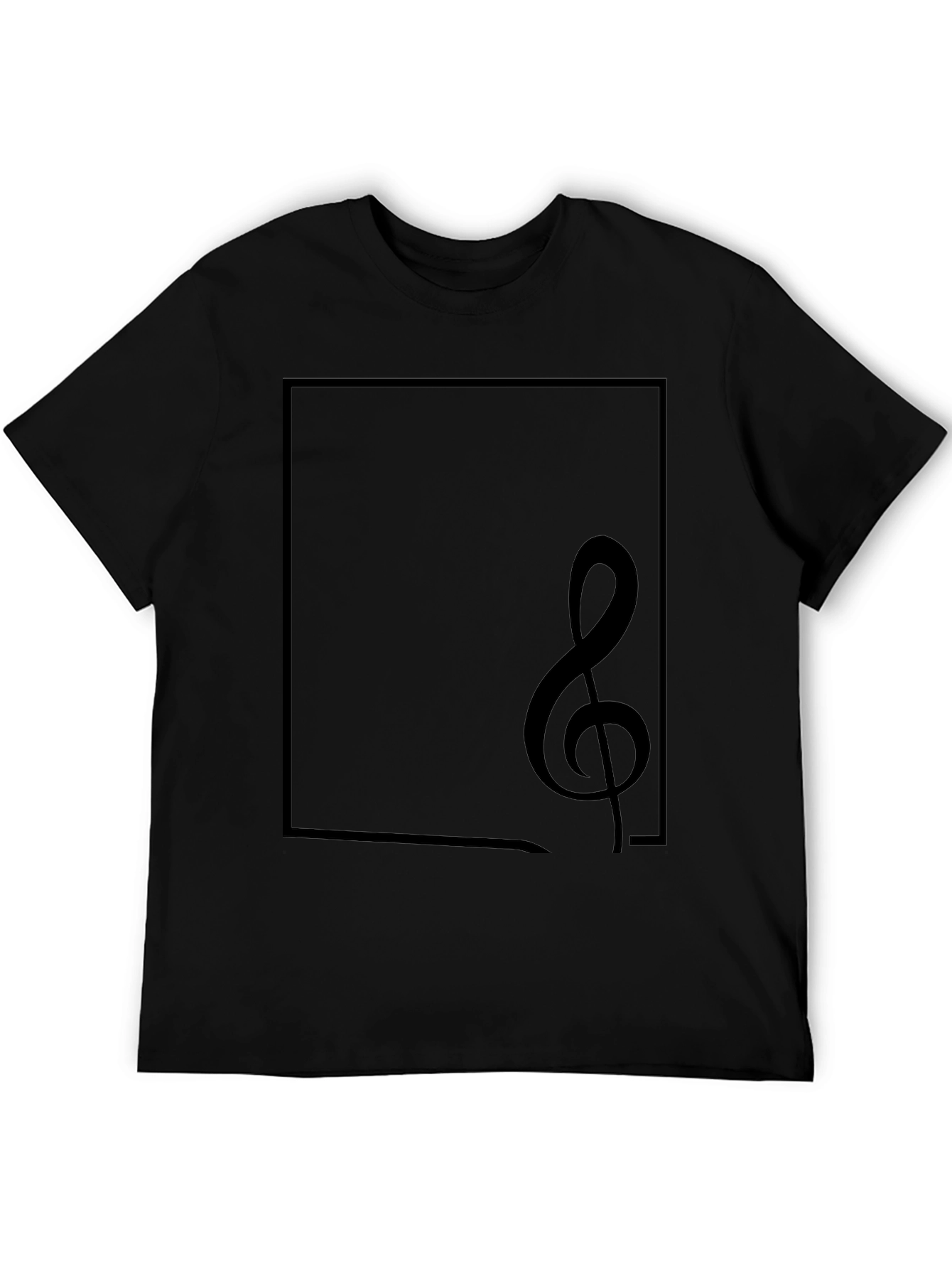 Musical Note Graphic Tee - Black Cotton Casual Top