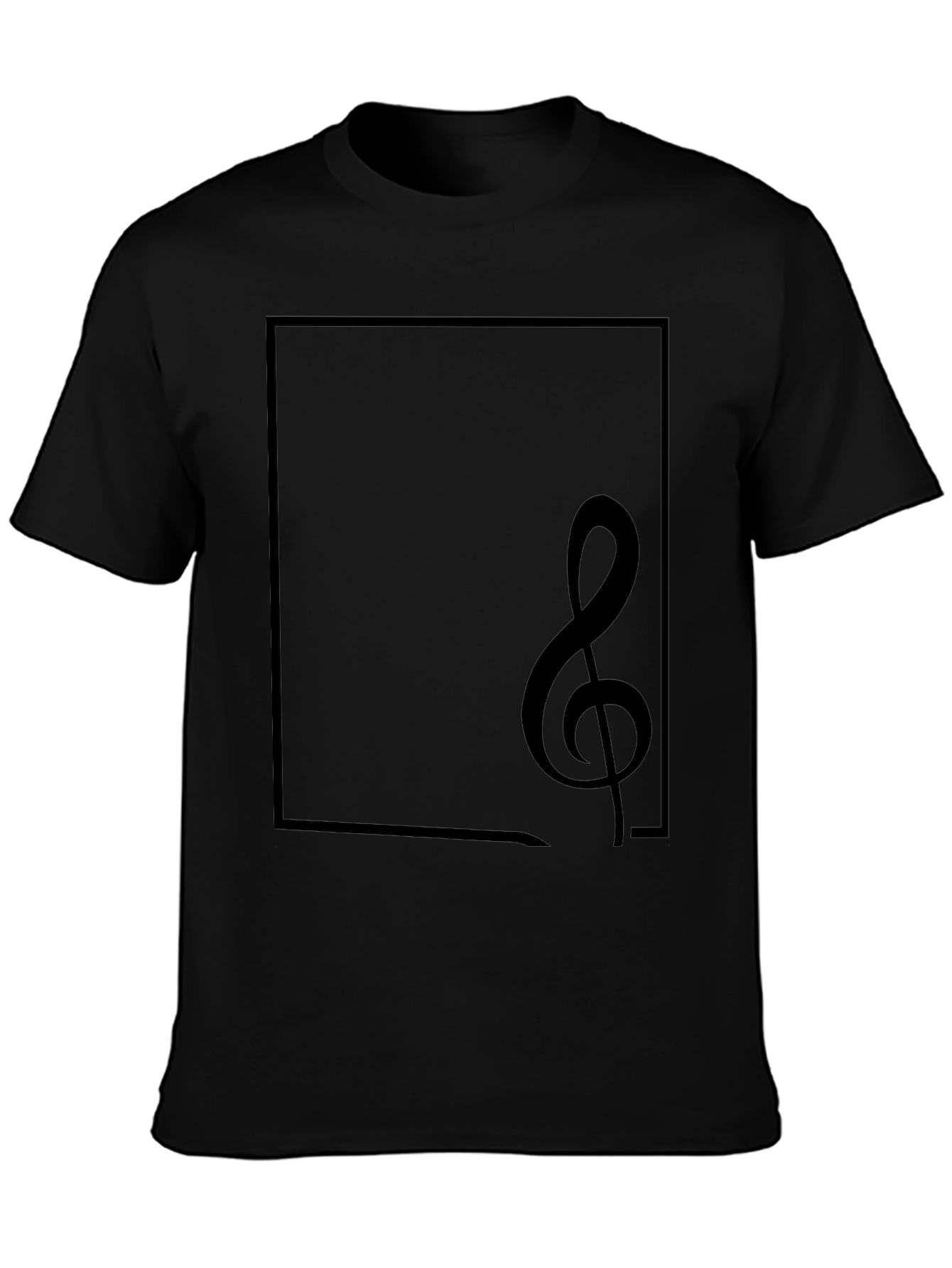 Musical Note Graphic Tee - Black Cotton Casual Top