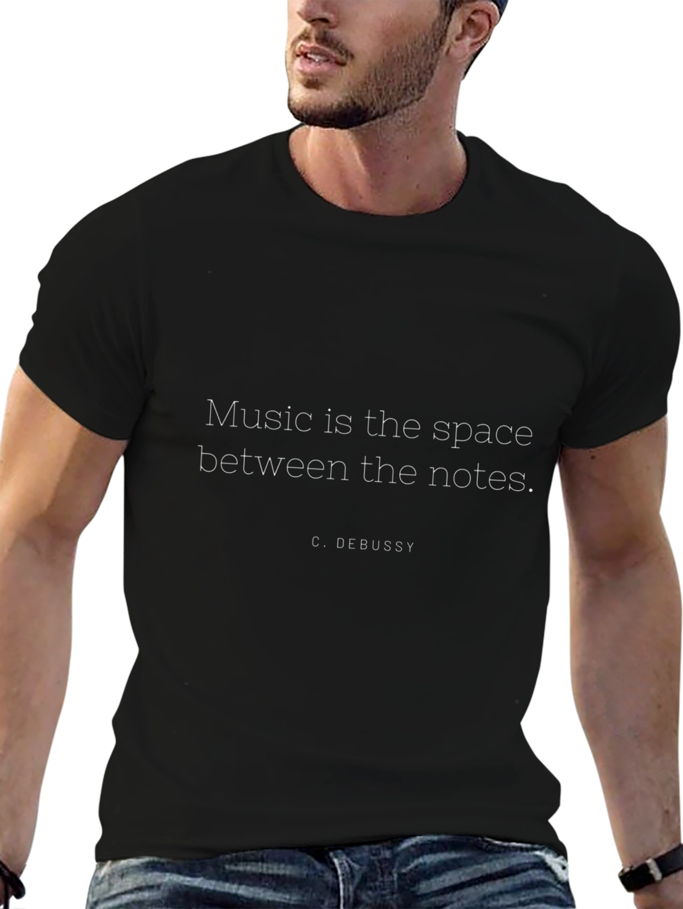 Music Quote Tee - Debussy Black Cotton
