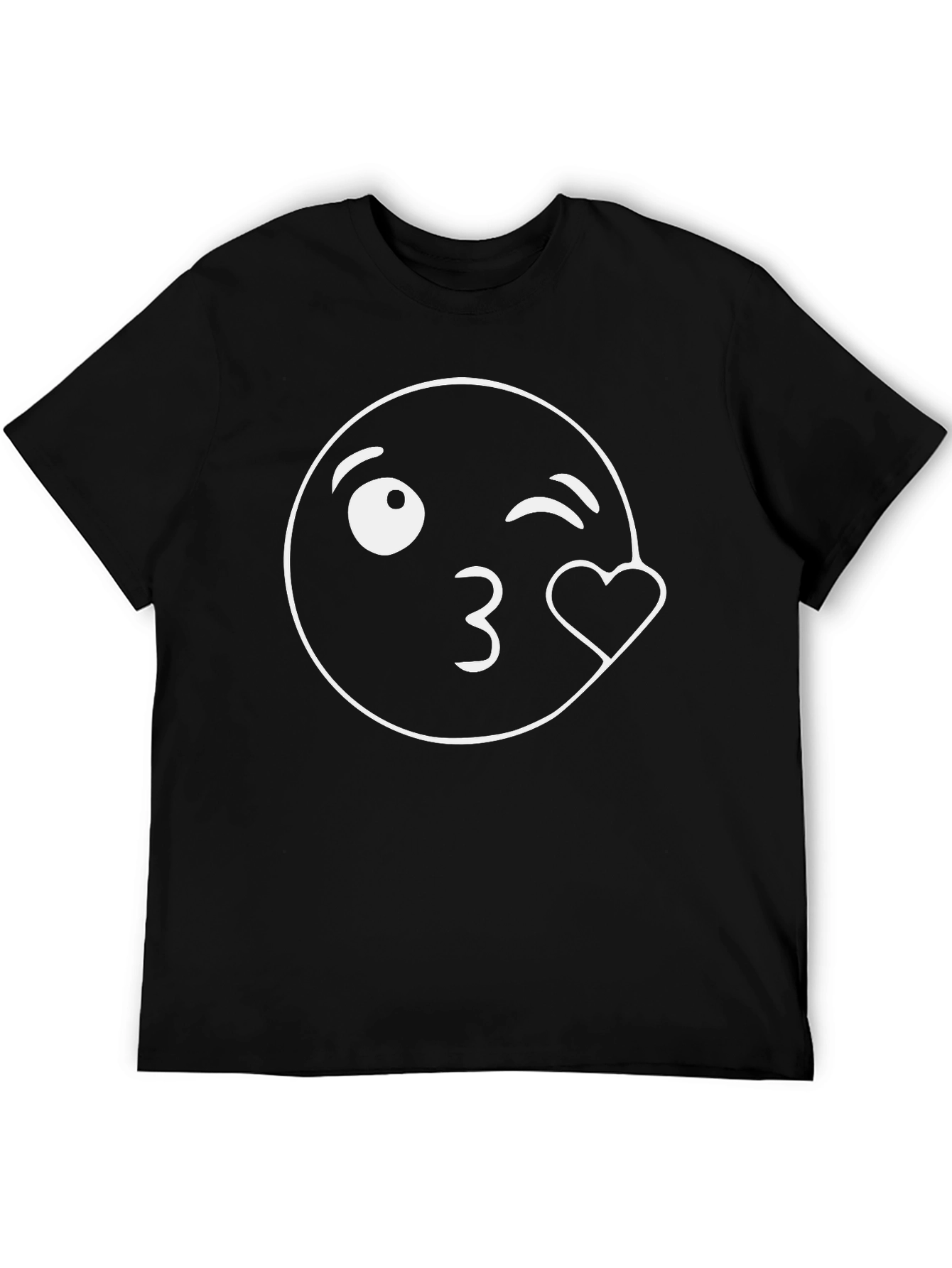 Kiss Emoji Graphic Black T-Shirt