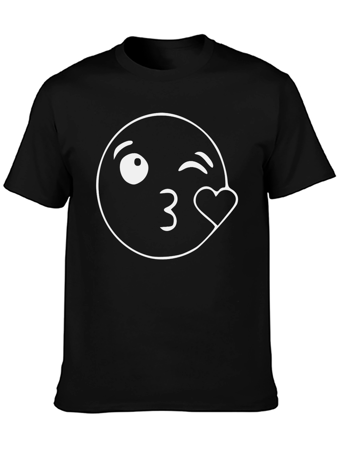 Kiss Emoji Graphic Black T-Shirt