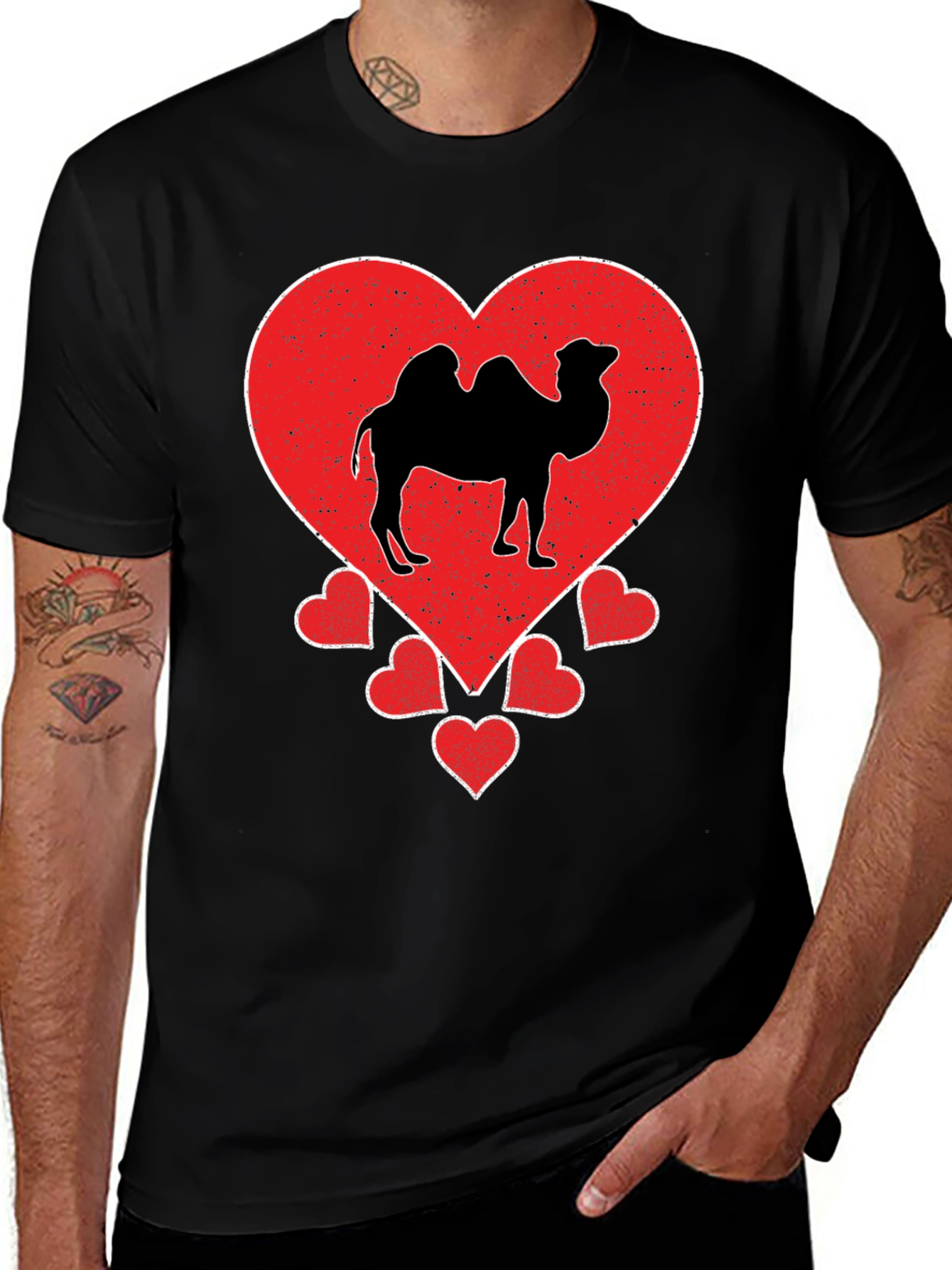 Camel Heart Graphic T-Shirt - Black Cotton Tee