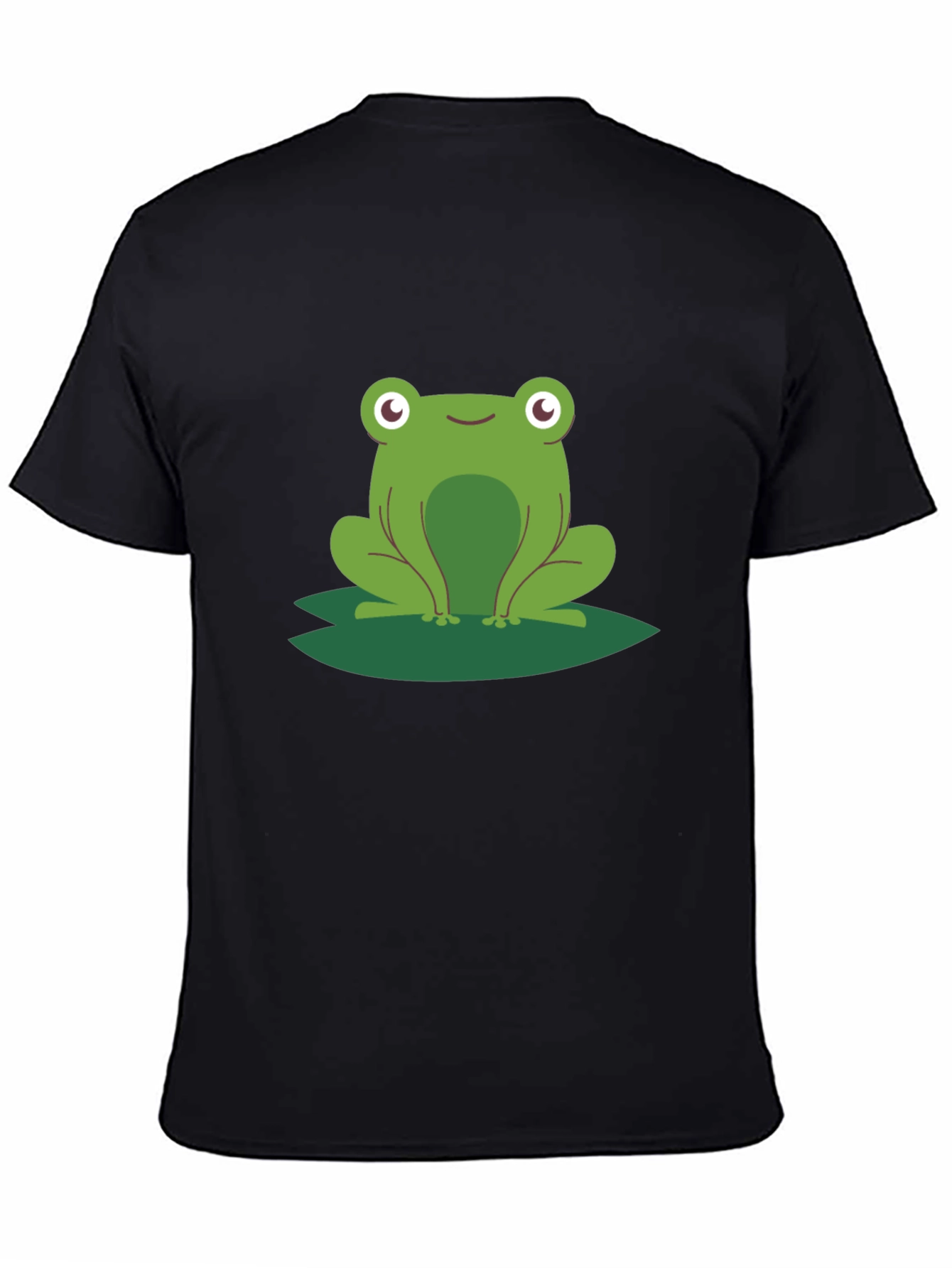 Frog on Lily Pad Graphic Tee - Black Cotton