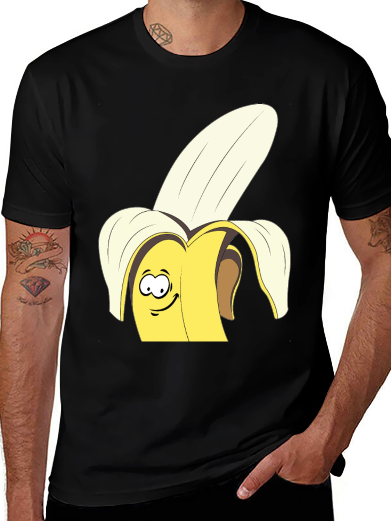 Funny Banana Graphic Tee - Black Cotton T-Shirt
