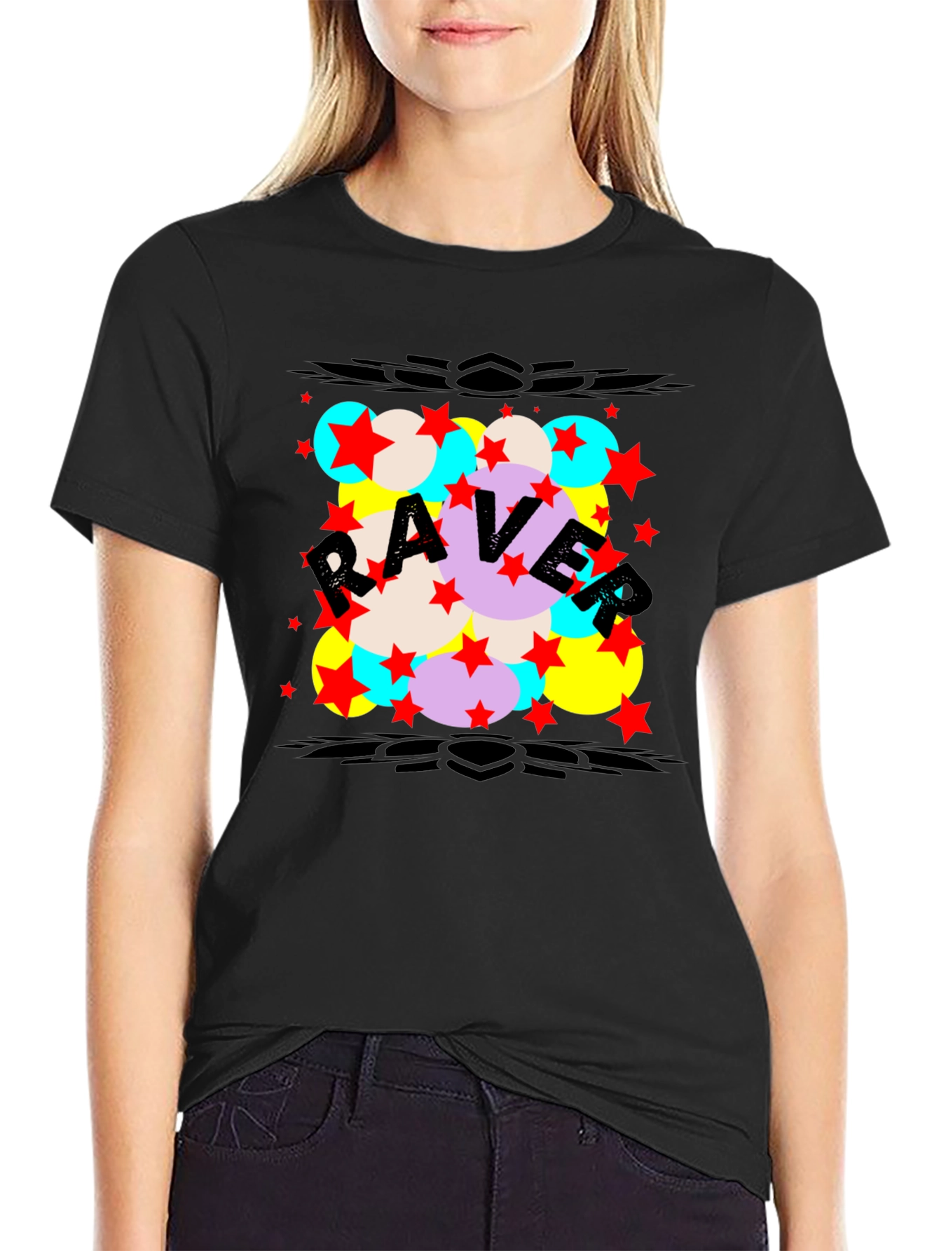 Raver Graphic Print T-Shirt - Black