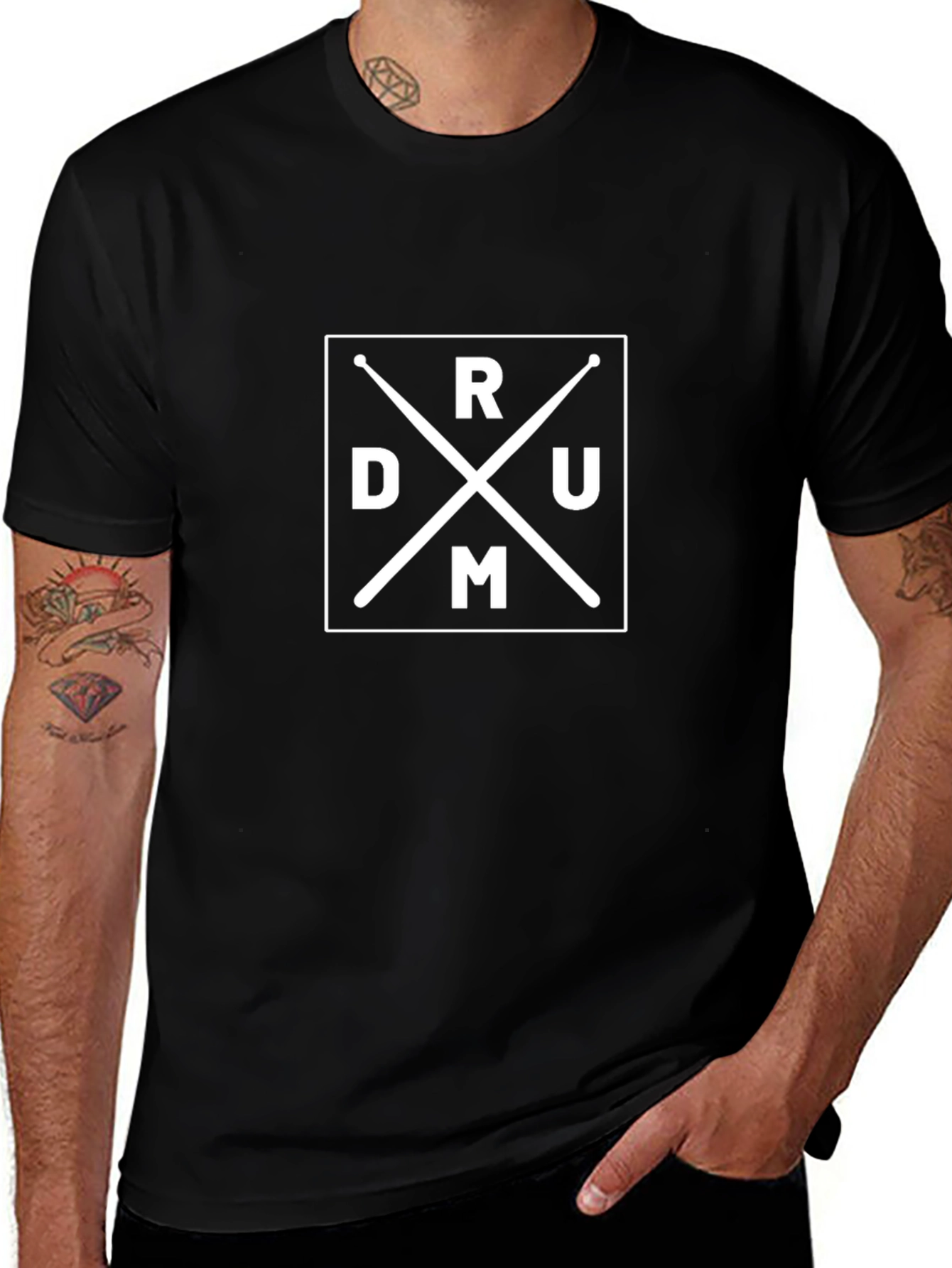 Drummer Graphic Tee - Black Cotton Blend