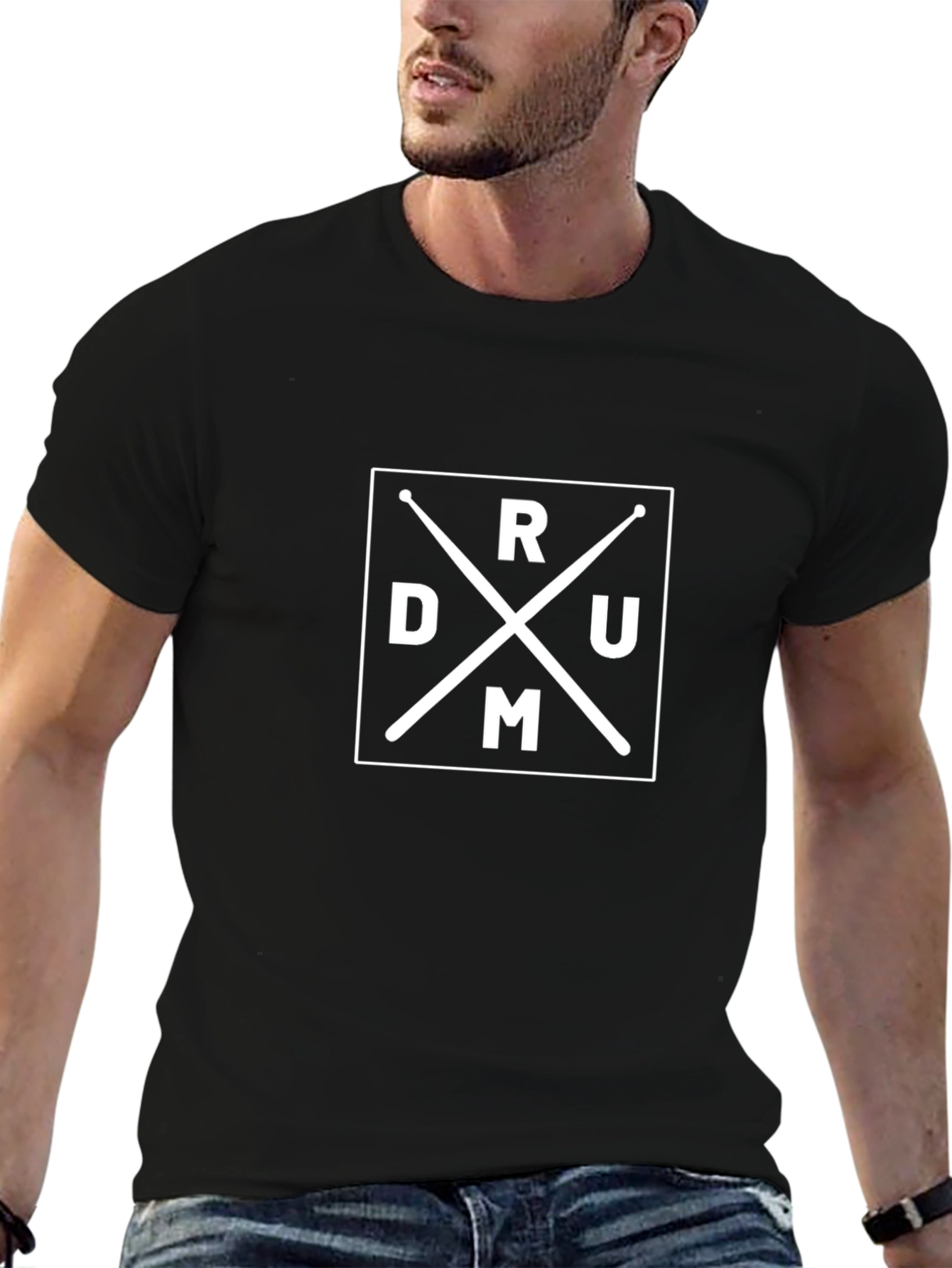 Drummer Graphic Tee - Black Cotton Blend