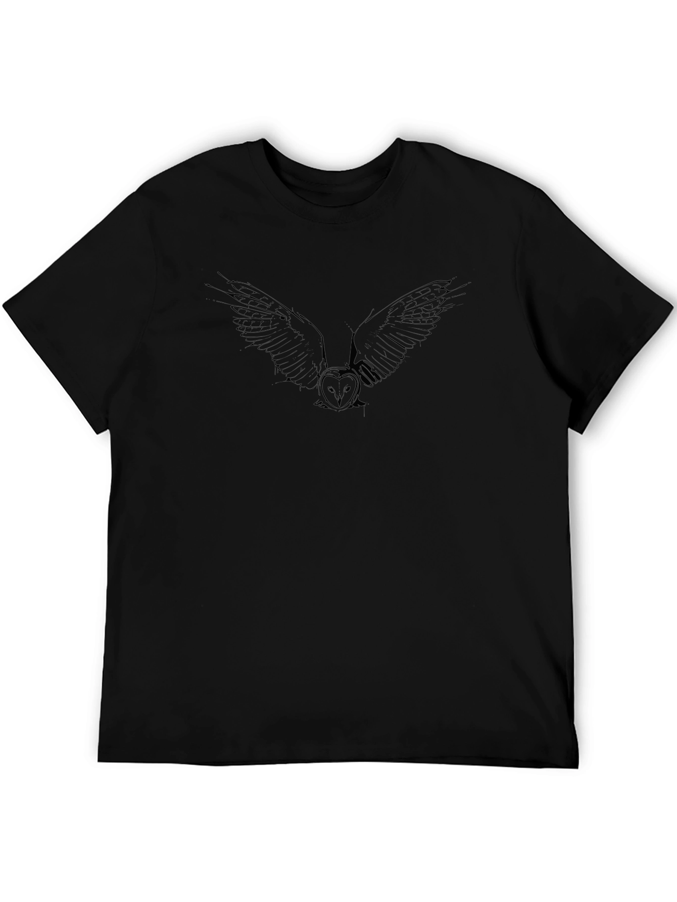 Mens Black Owl Graphic Tee