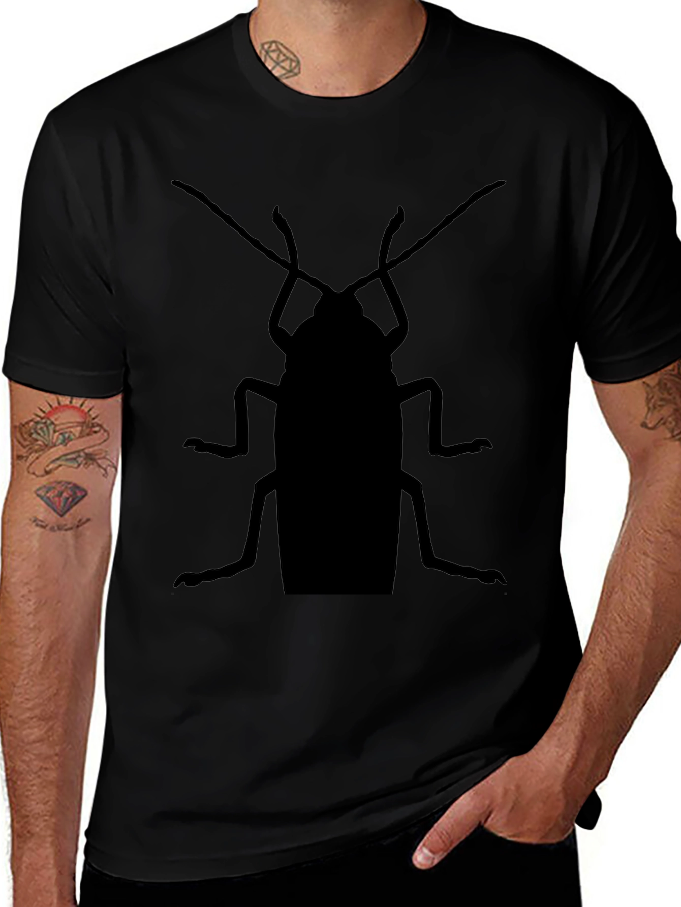 Cockroach Graphic Tee - Black Cotton Casual Top