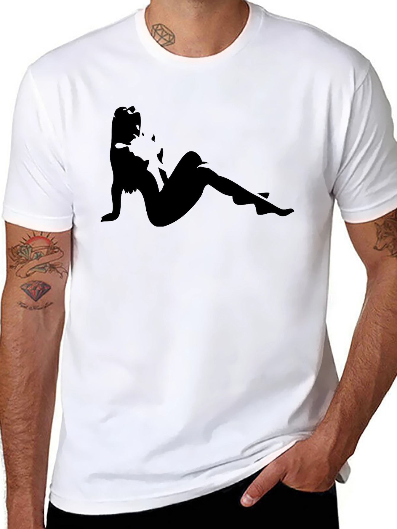 Black Graphic Tee - Silhouette Print