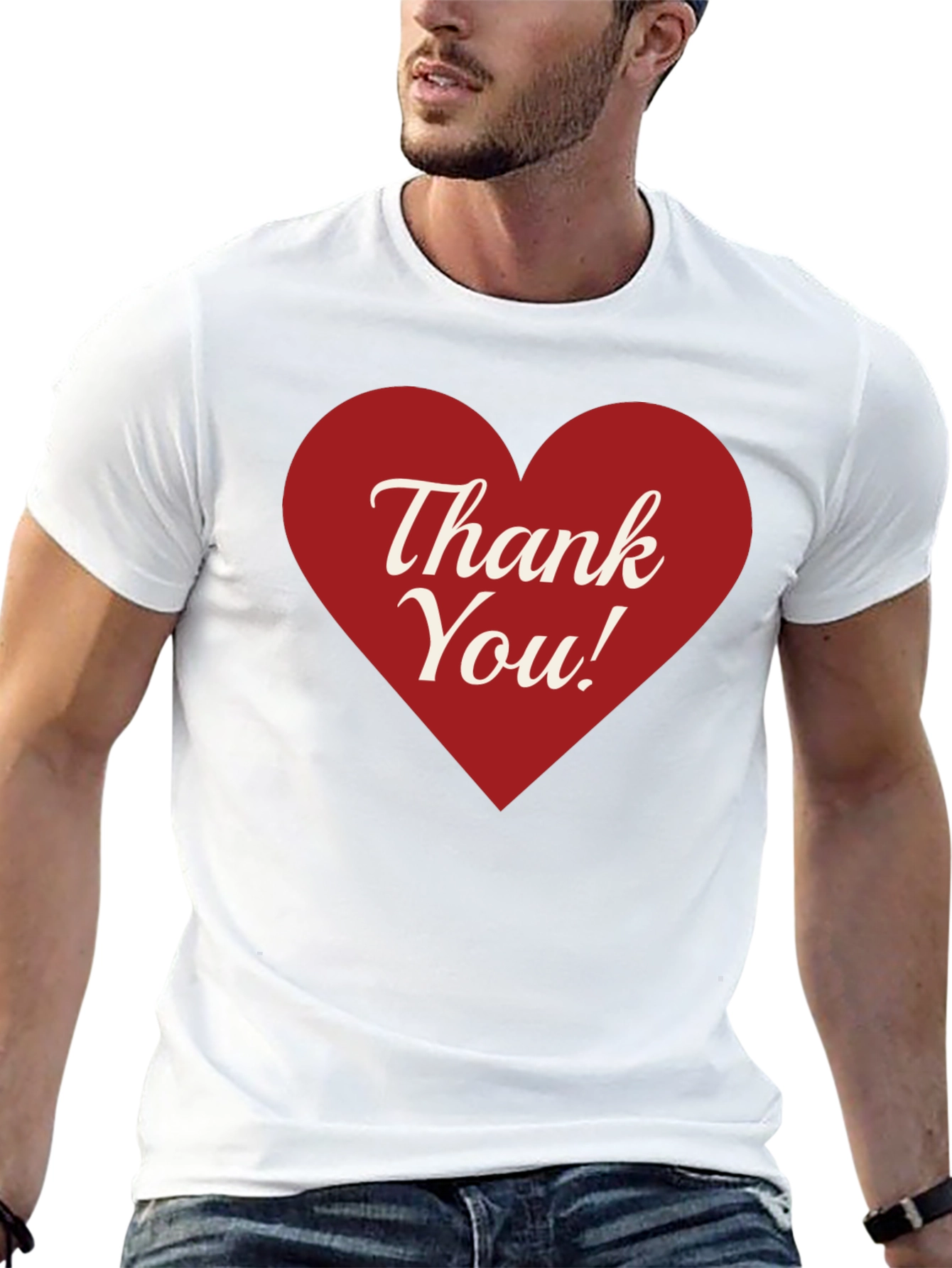 Thank You Heart Graphic Tee - Black Cotton Blend