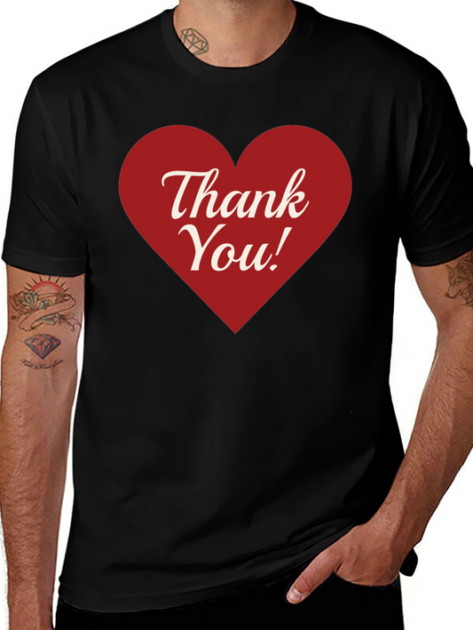 Thank You Heart Graphic Tee - Black Cotton Blend