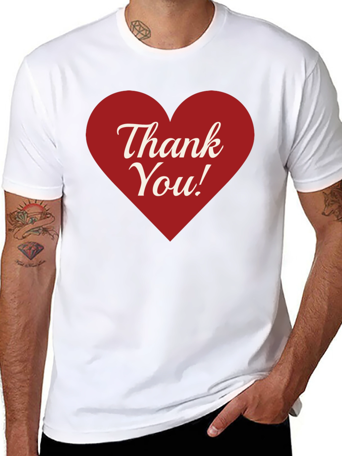 Thank You Heart Graphic Tee - Black Cotton Blend