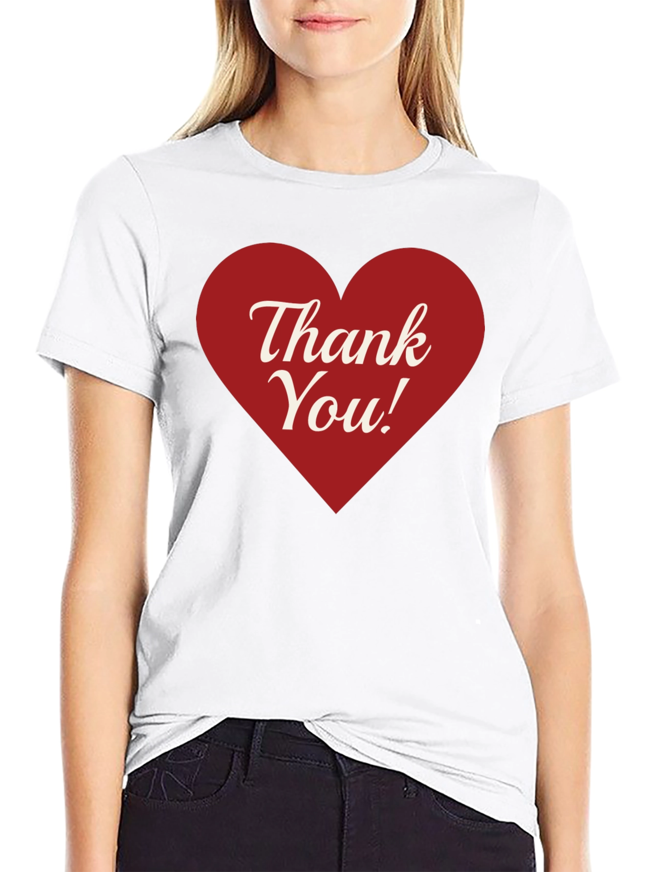 Thank You Heart Graphic Tee - Black Cotton Blend