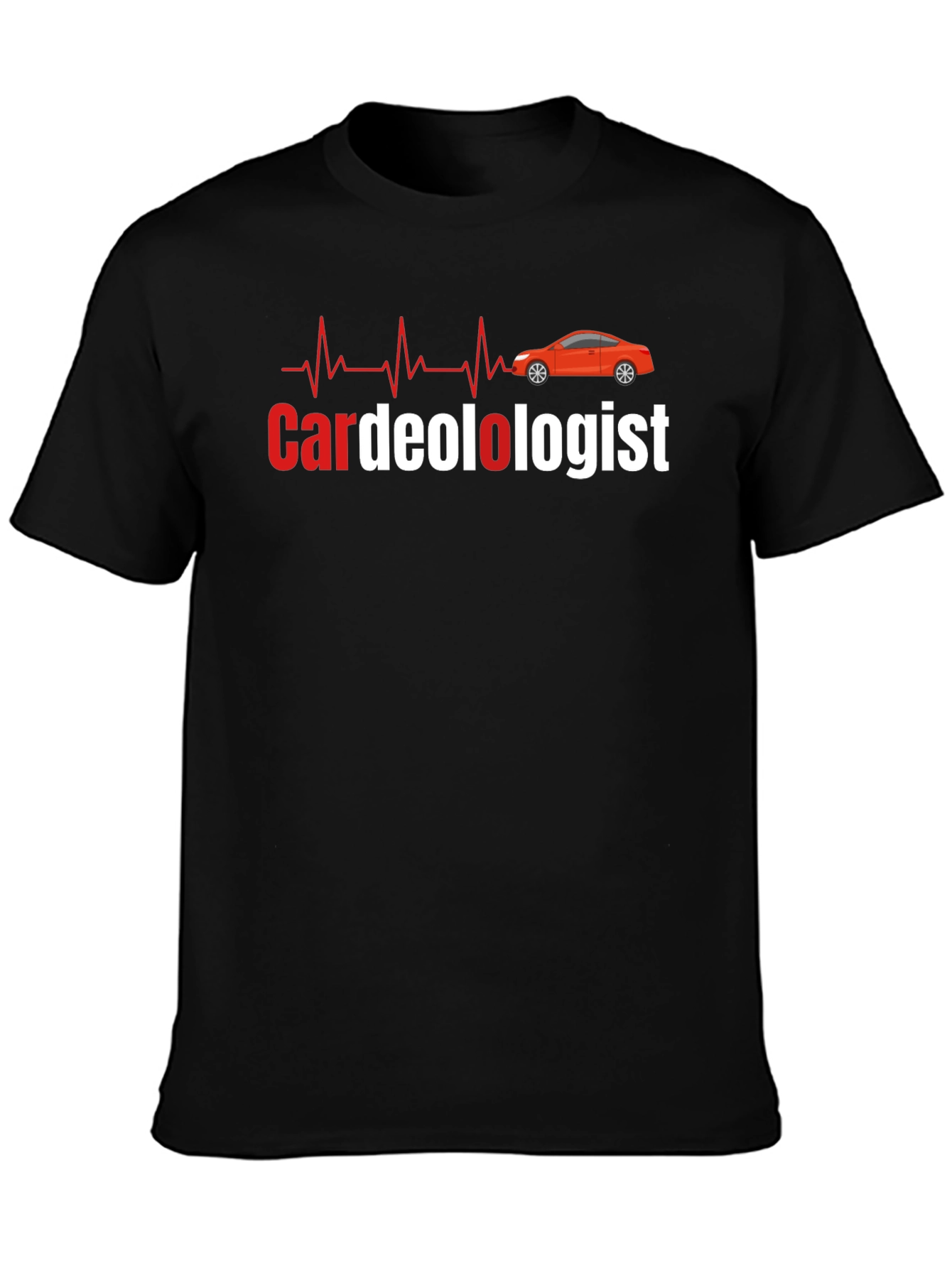 Cardeologist Funny Car and Heartbeat Black T-Shirt