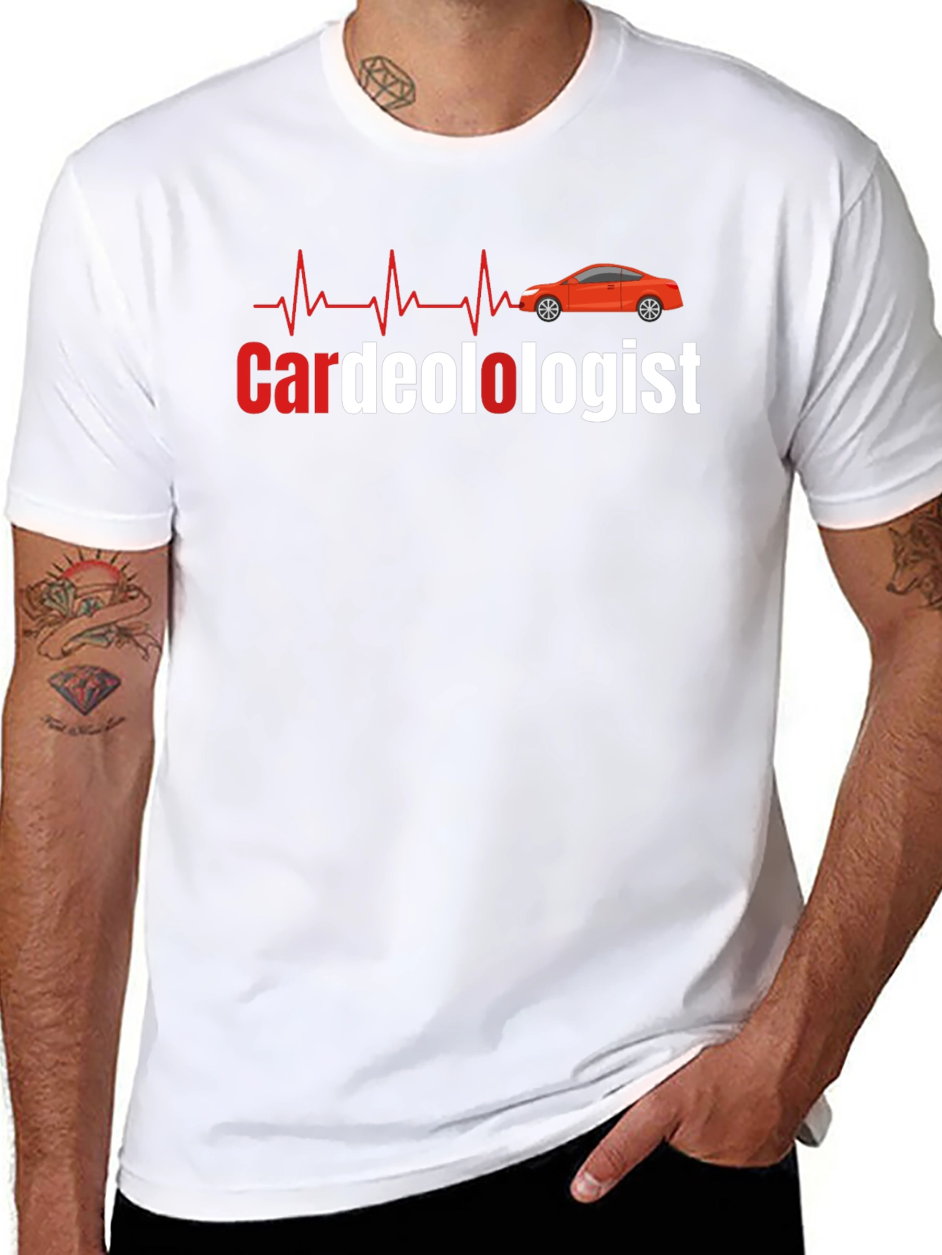 Cardeologist Funny Car and Heartbeat Black T-Shirt