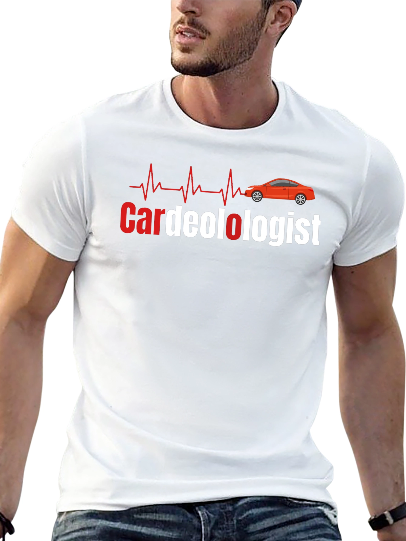 Cardeologist Funny Car and Heartbeat Black T-Shirt