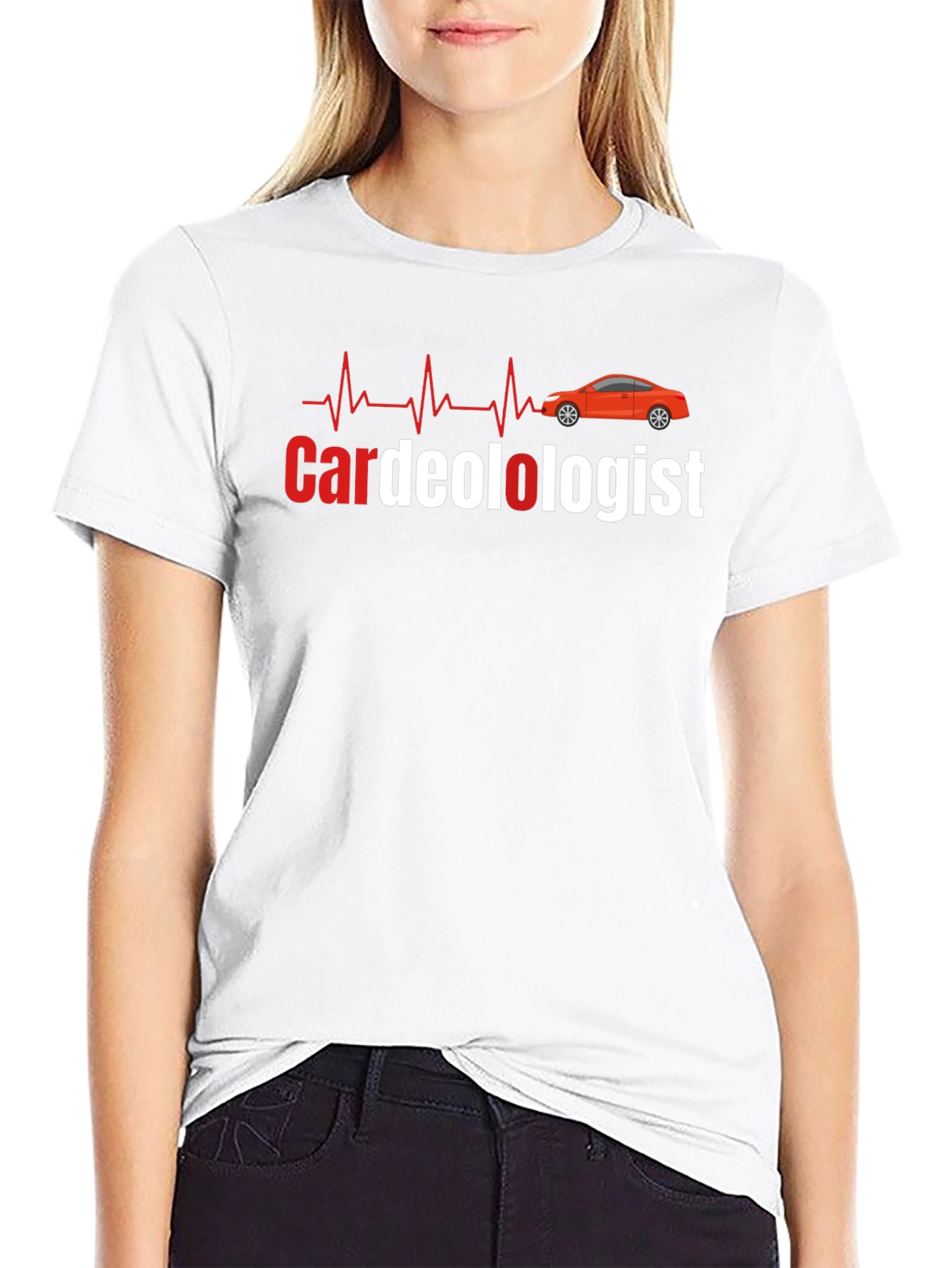 Cardeologist Funny Car and Heartbeat Black T-Shirt