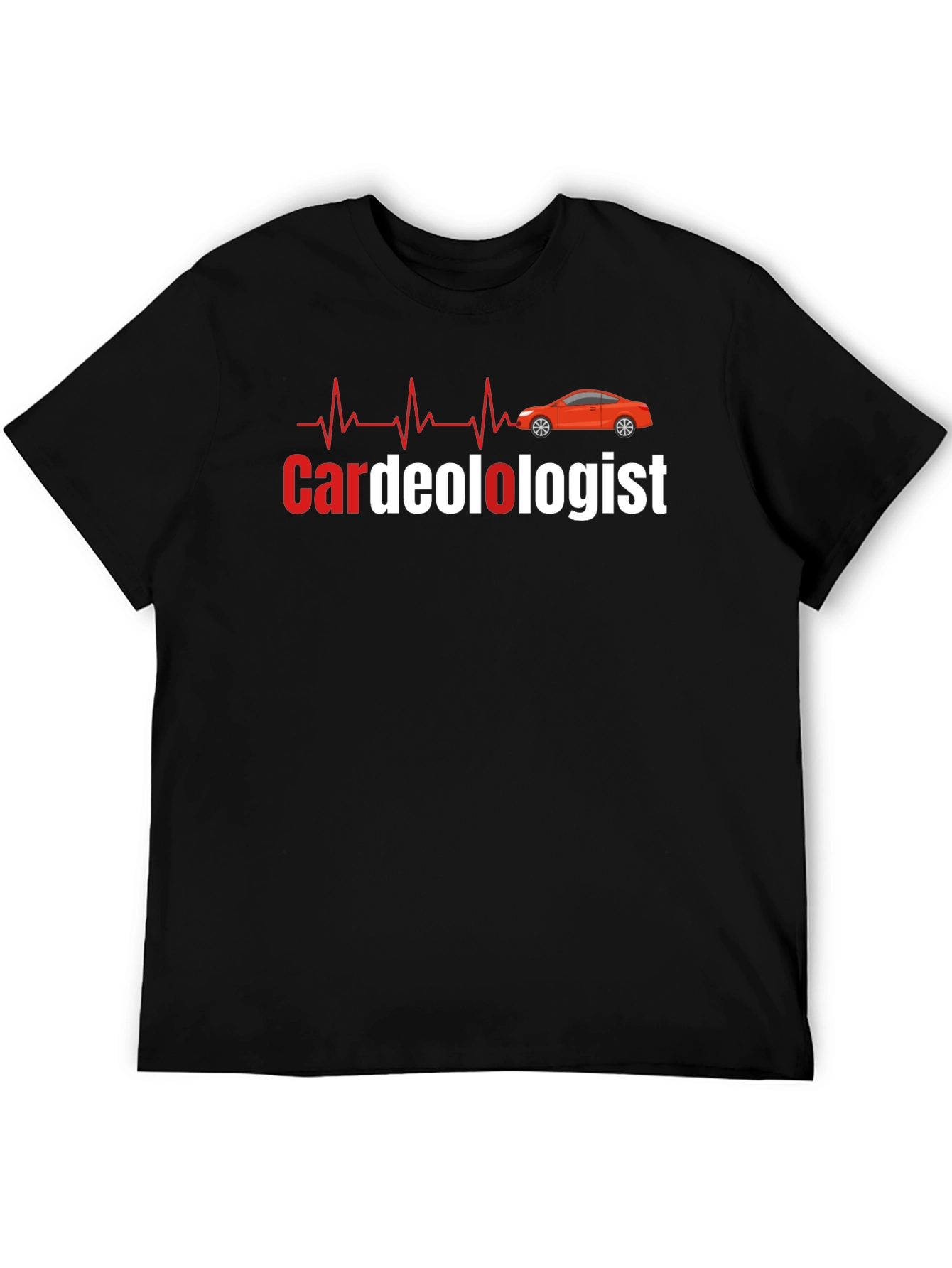 Cardeologist Funny Car and Heartbeat Black T-Shirt