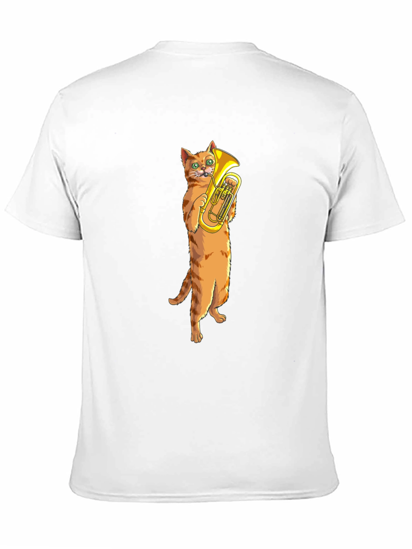 Cat Tuba Player Black T-Shirt