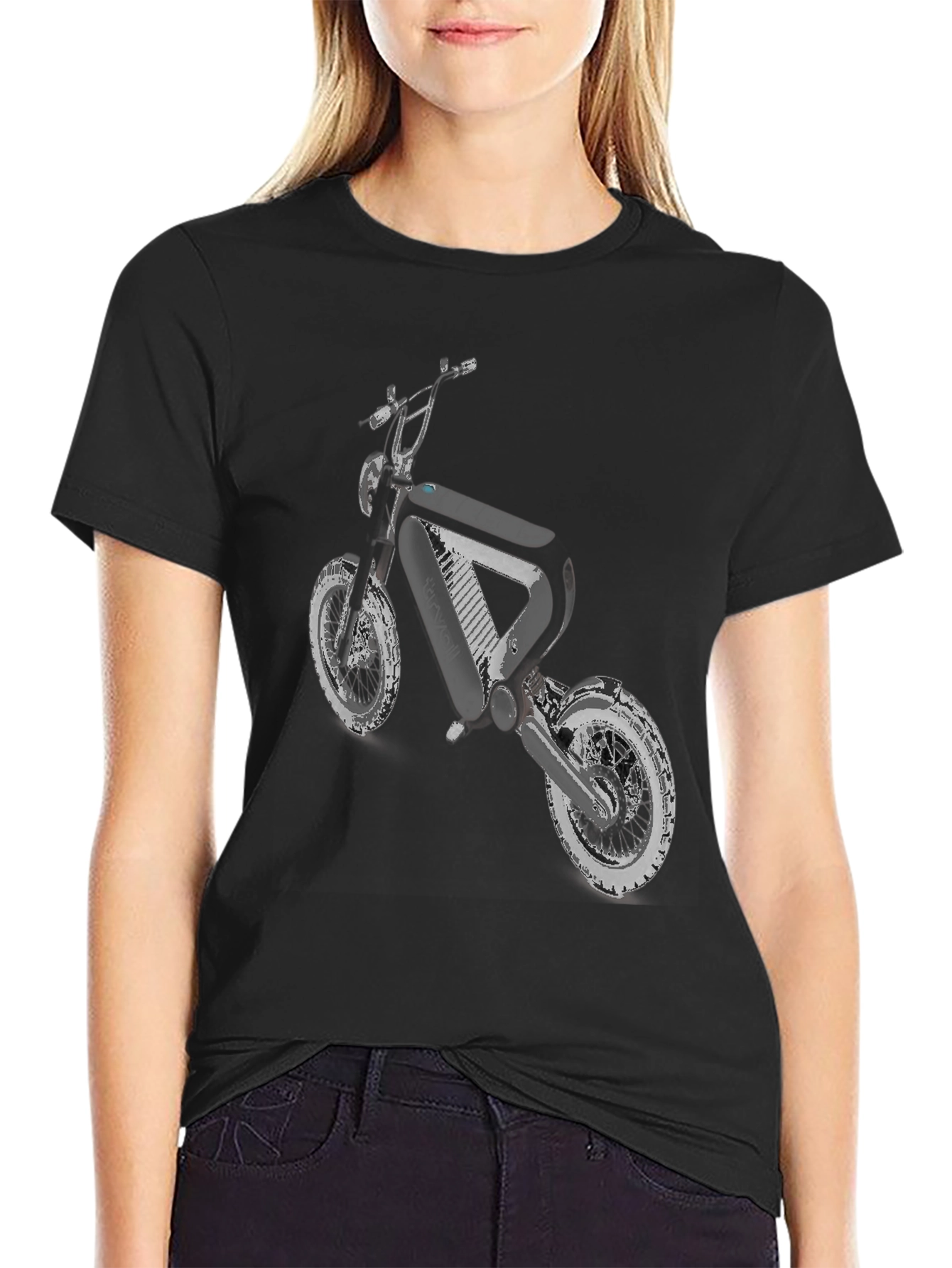 Black T-Shirt with Motorcycle Graphic