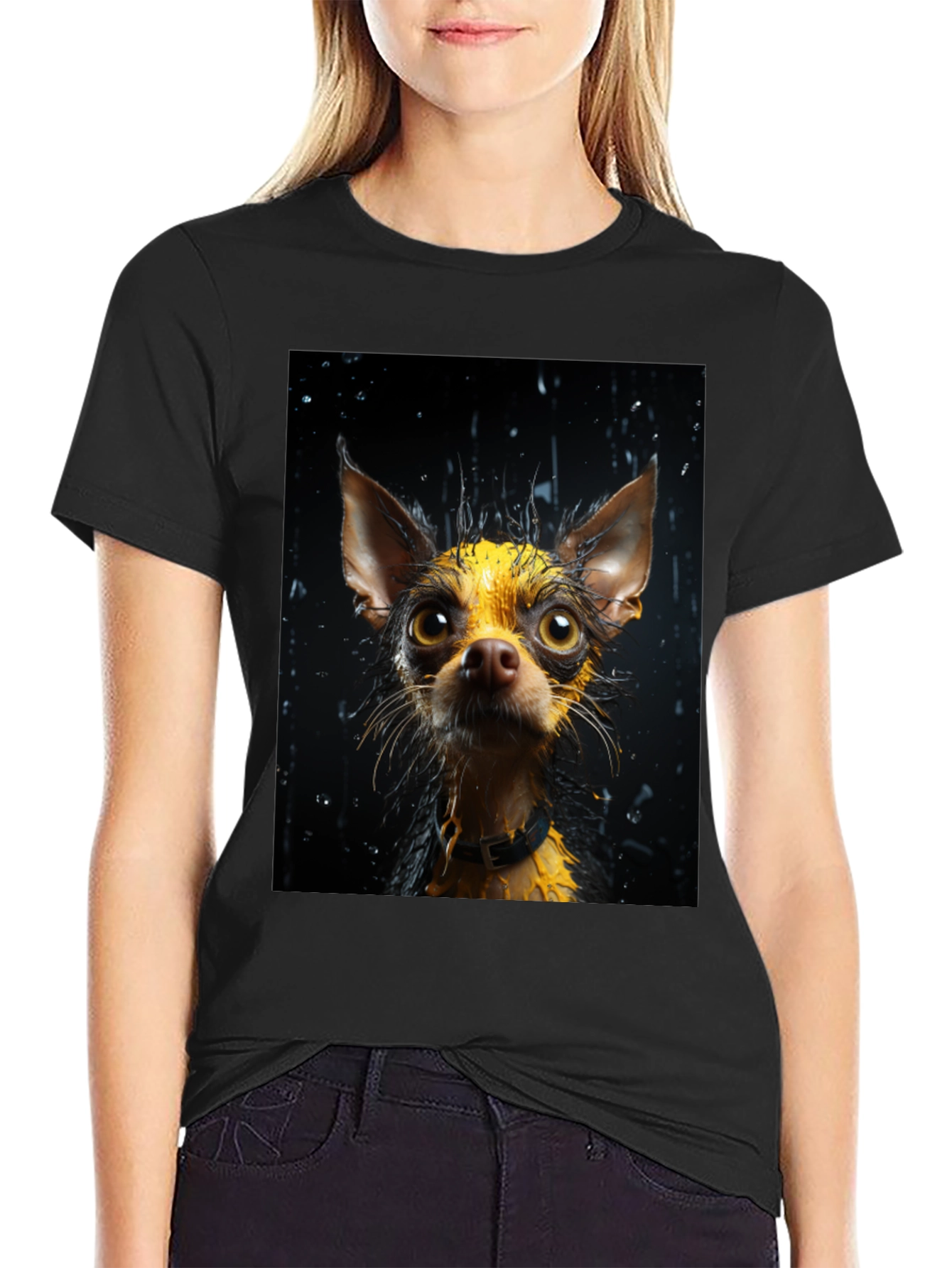 Dog Lovers Wet Dog Graphic Tee - Black