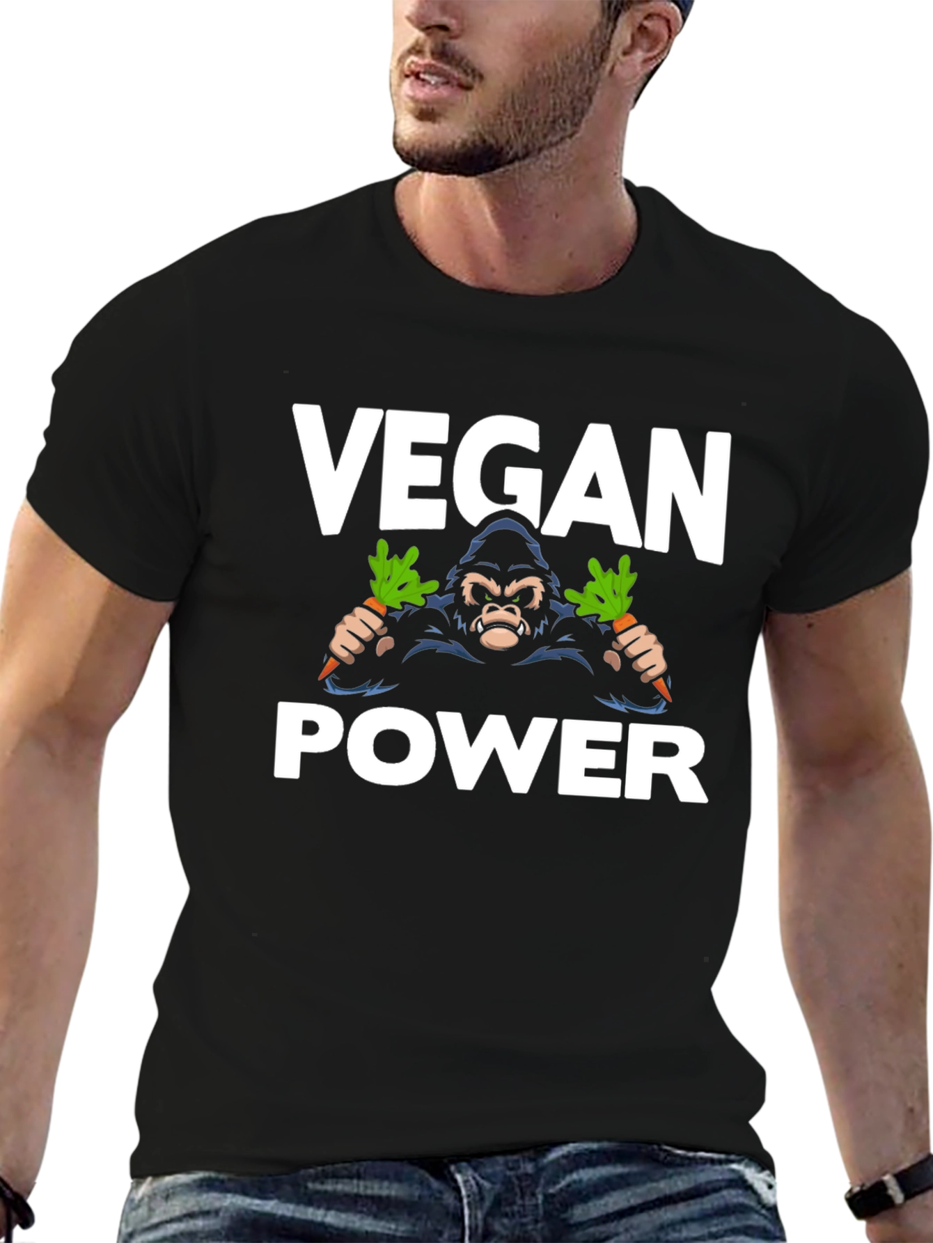 Vegan Power Gorilla T-Shirt - Black